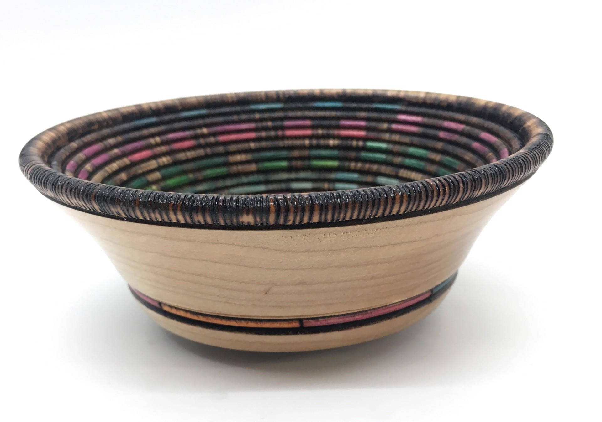 Footed Bowl -Red and Green Weave by Keoni