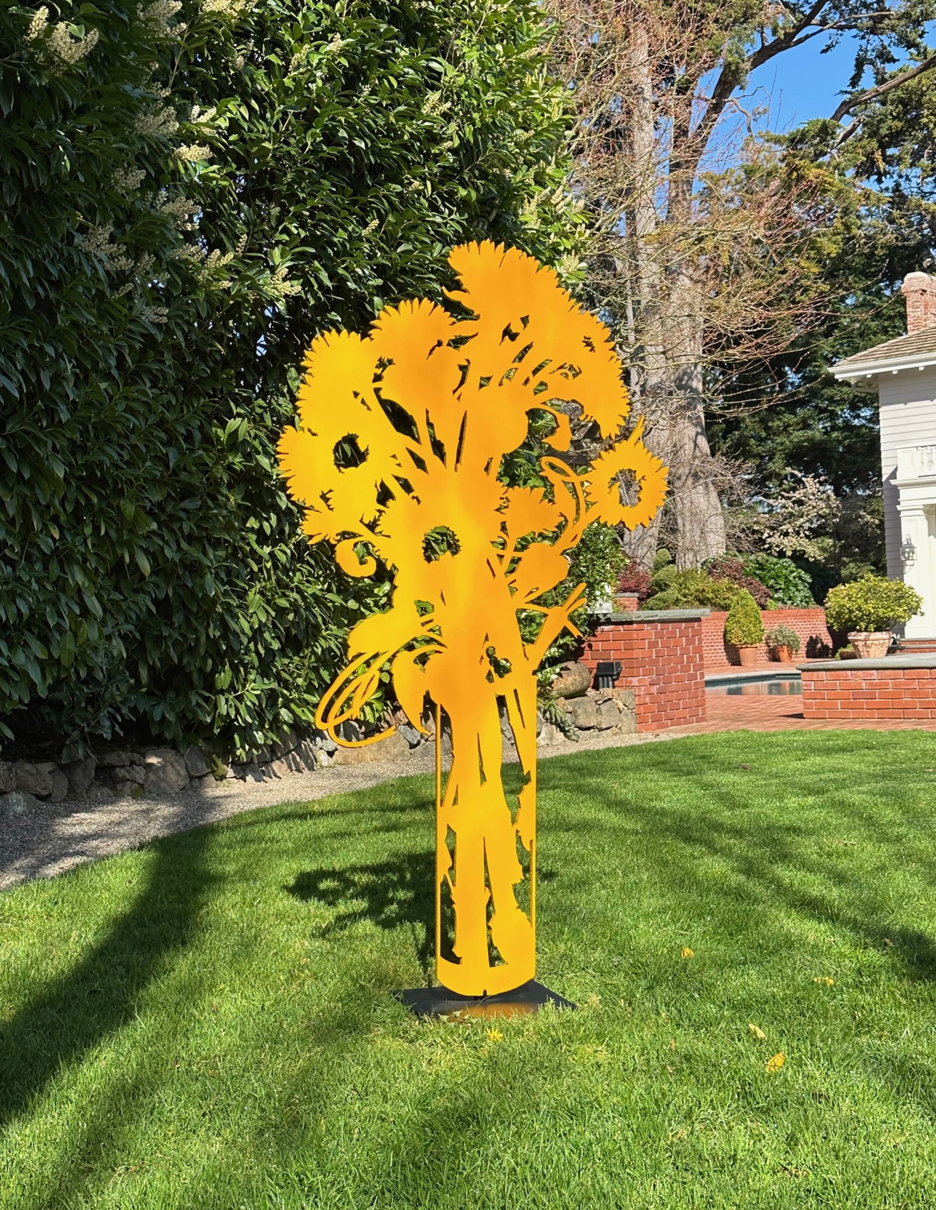 Leaping Sunflowers - deep yellow by Gary Bukovnik