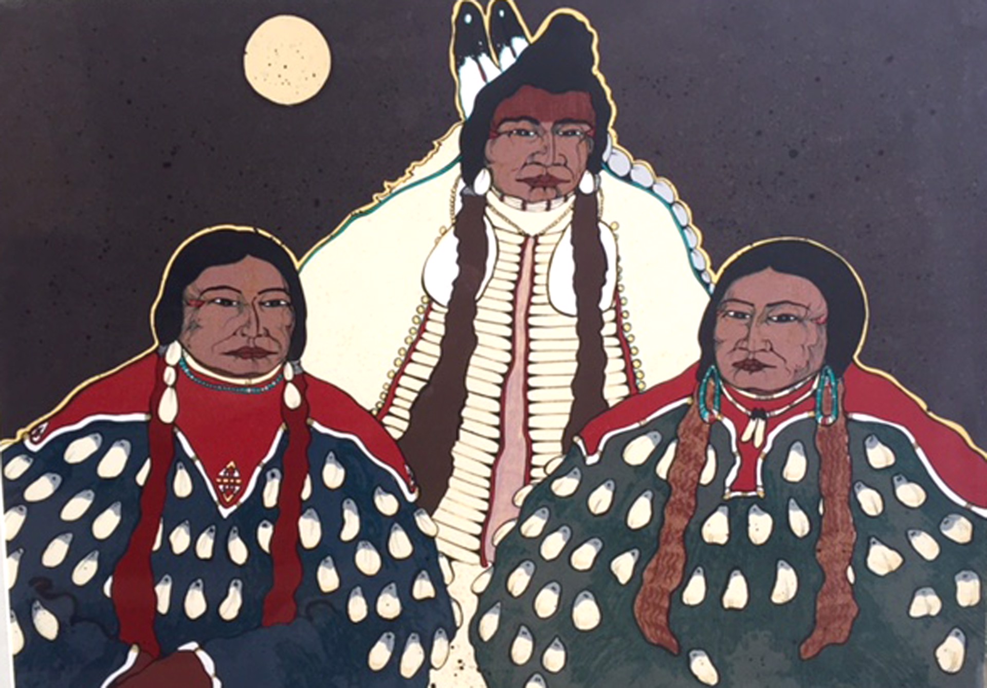 Chief with Two Women by Kevin Red Star