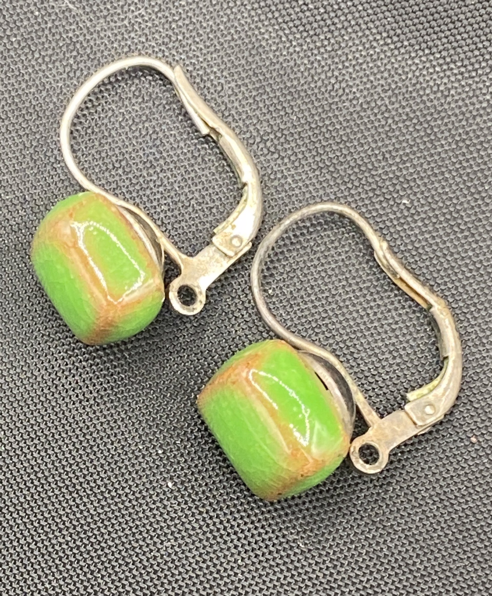 .5" Green Square Bead earrings by Stella Sullivan