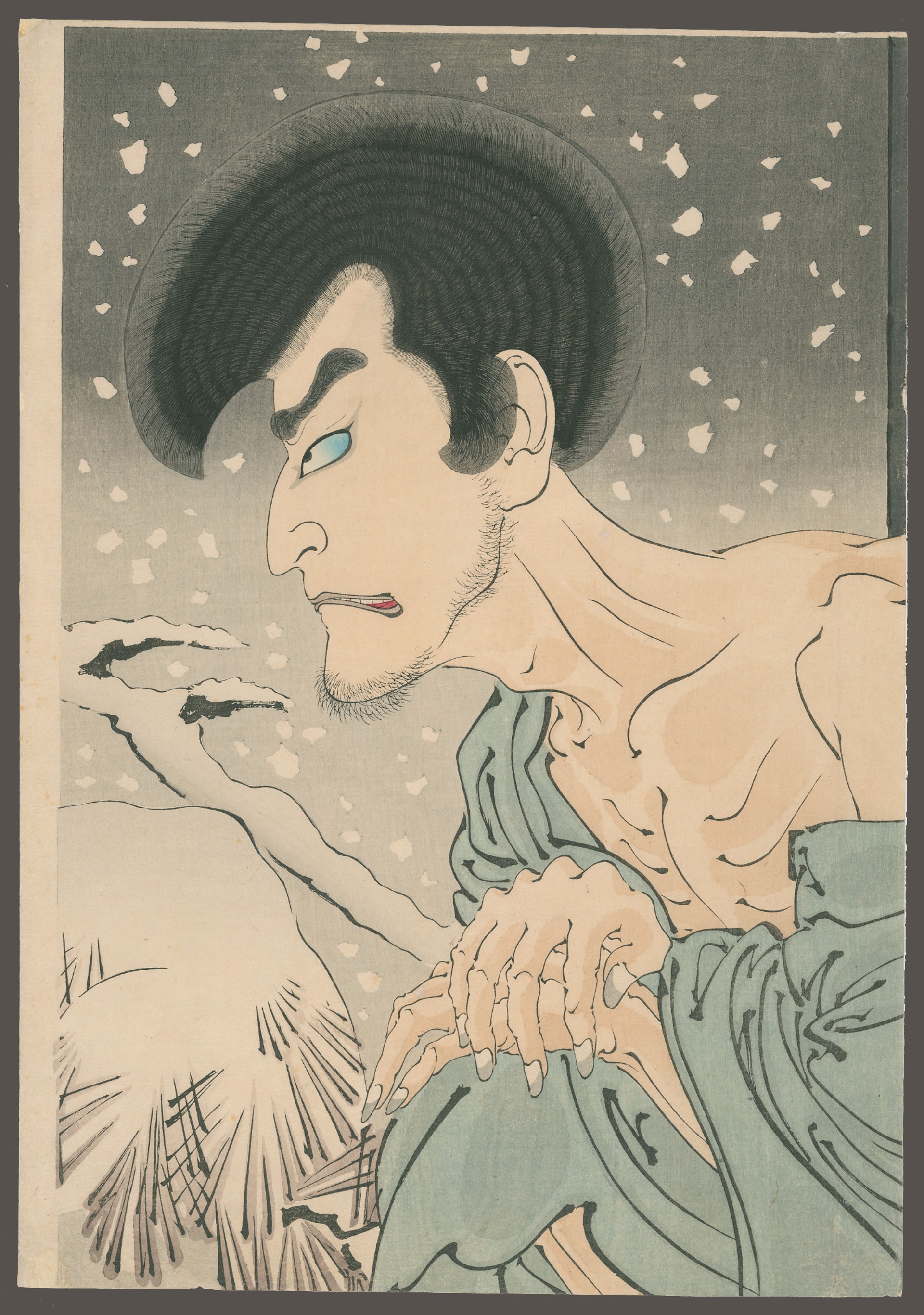 Snow - Onoe Baiko (Onoe Kikugoro V) as Iwakura Sogen Setsugekka - Snow, Moon and Flower by Yoshitoshi