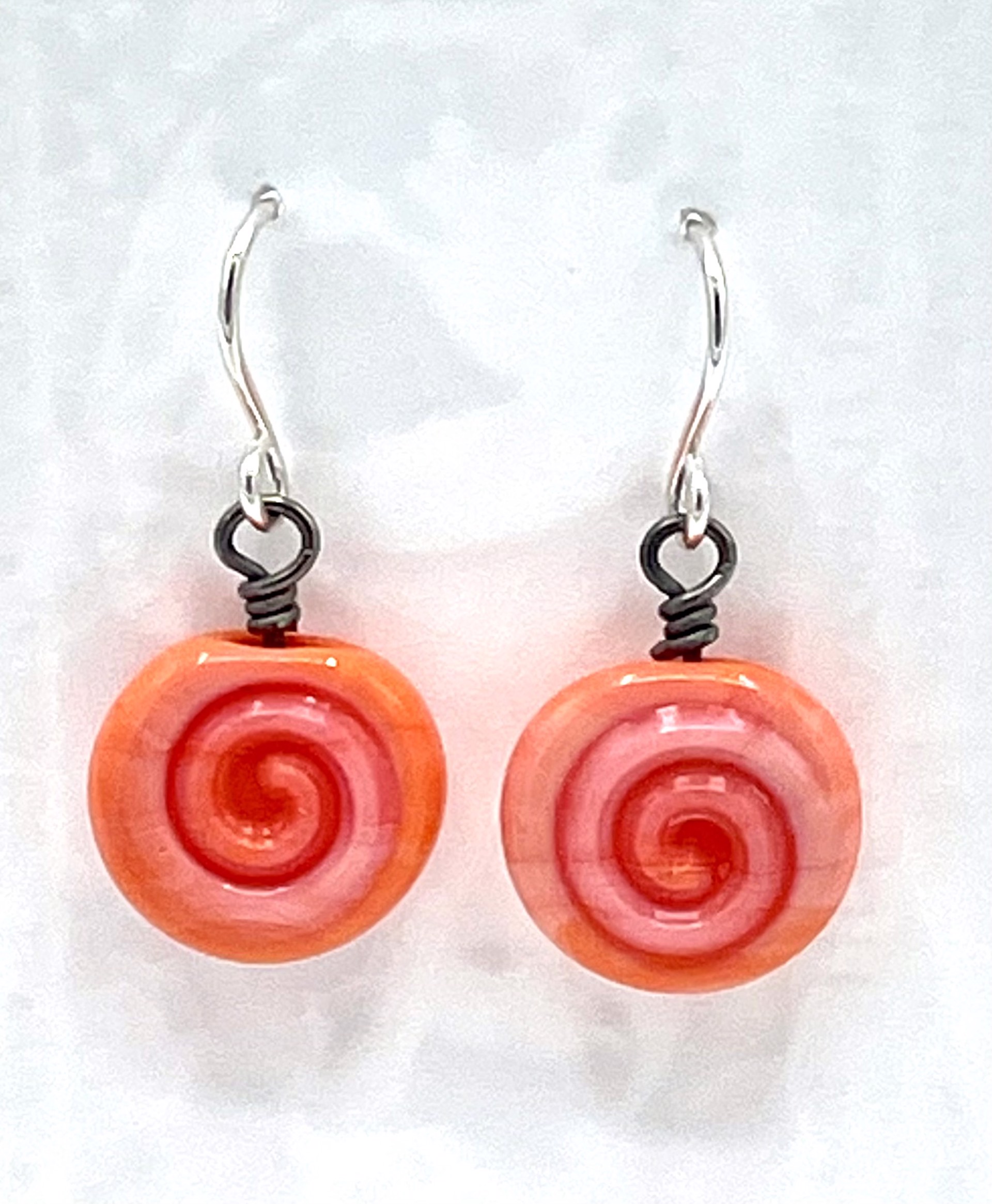 Peach Spiral Earrings by Emelie Hebert