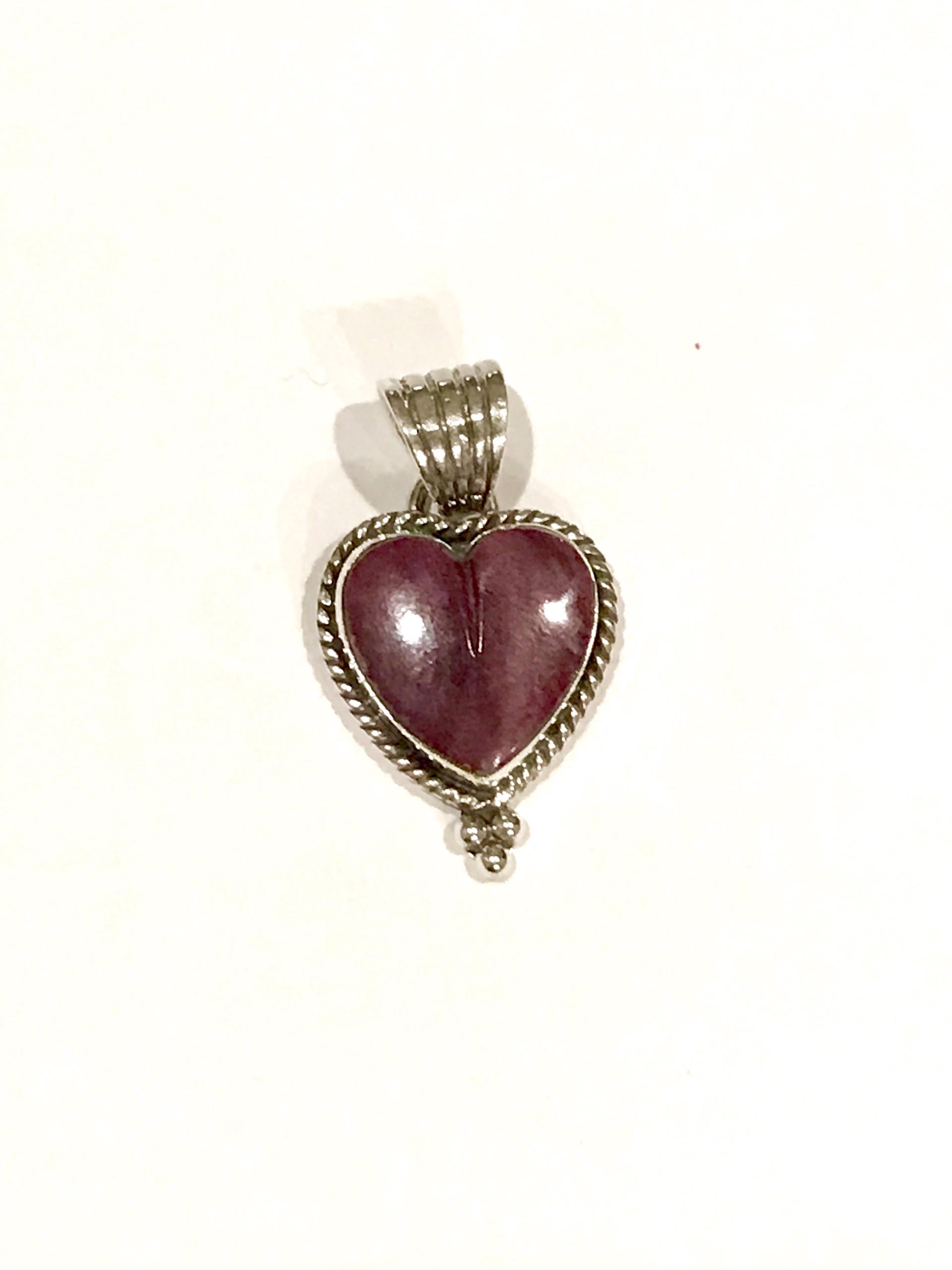 Pendant - Purple Spiny Oyster Heart with Silver Beading by Dan Dodson