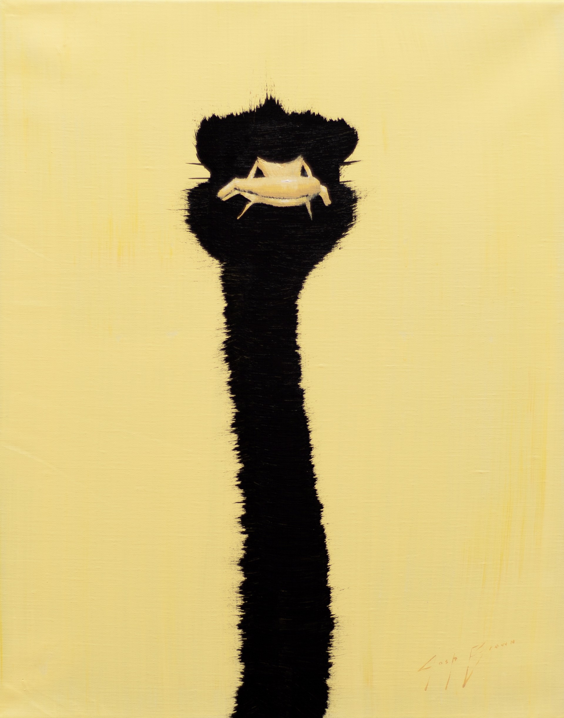 Yellow Ostrich on Yellow by Josh Brown