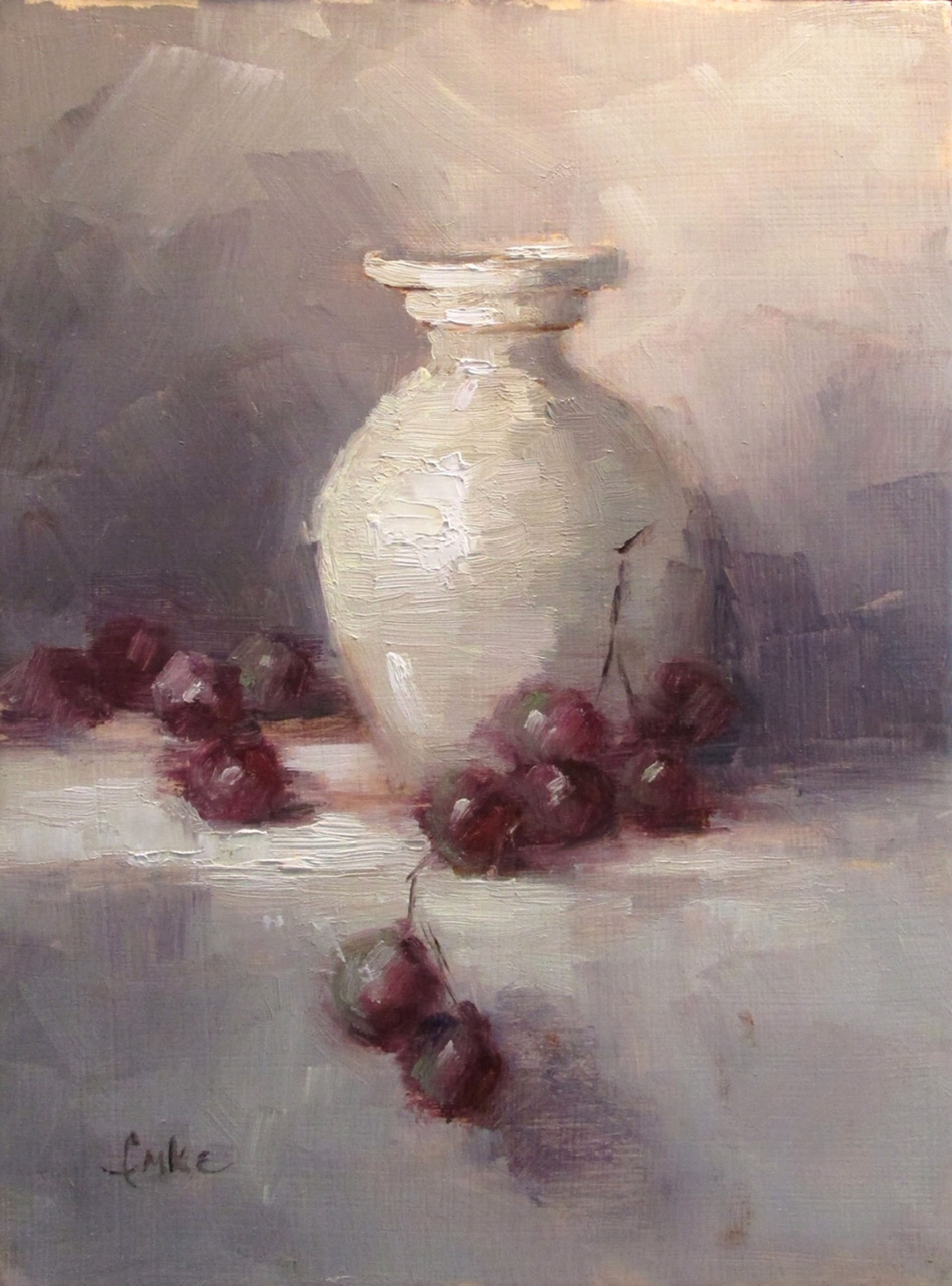 White Pitcher with Grapes by Denise Imke
