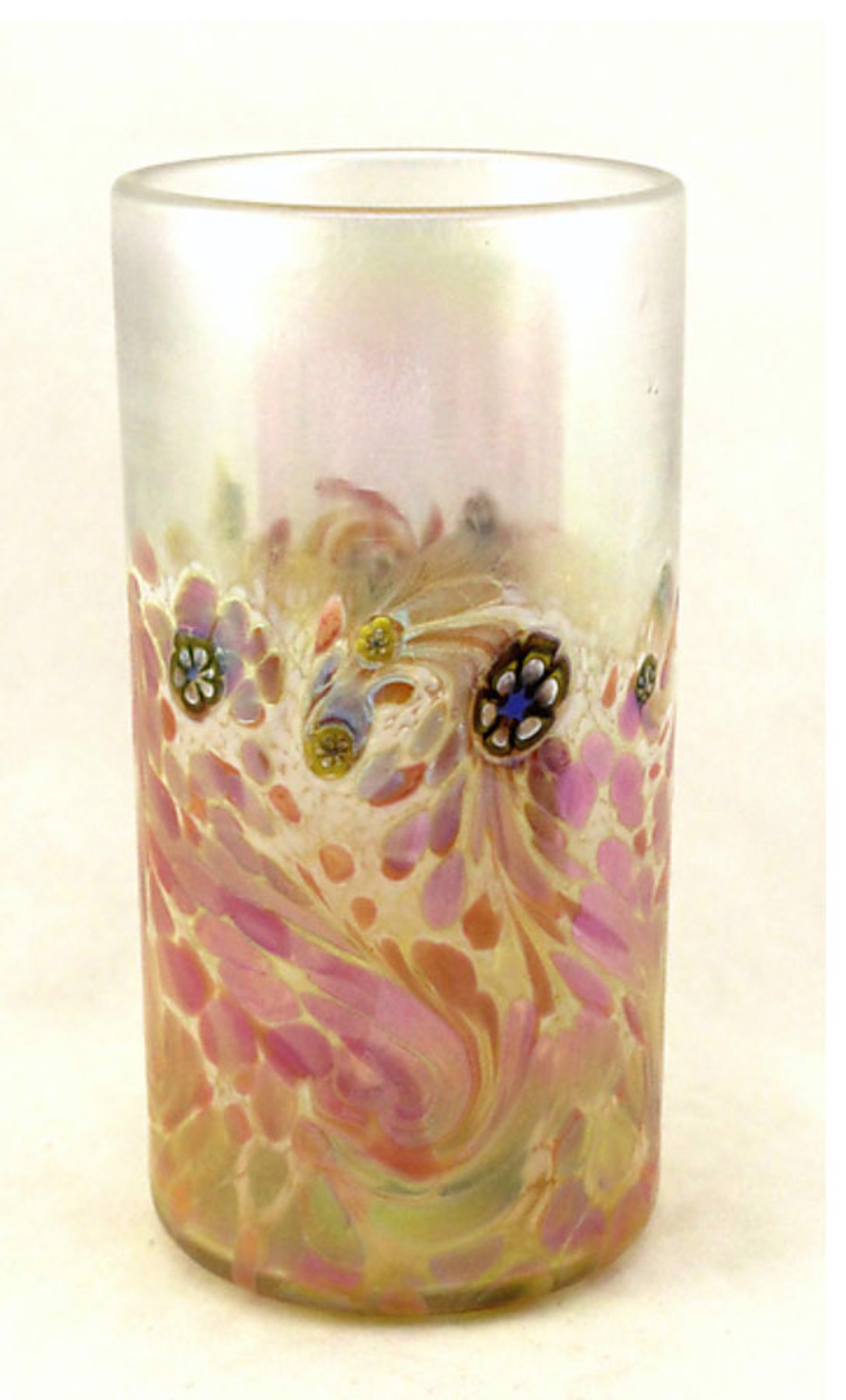 Clear Opal Tall Monet Glass ~ Who needs wine charms when everyone can have their own color! Patterns and decoration will vary. by Ken Hanson & Ingrid Hanson