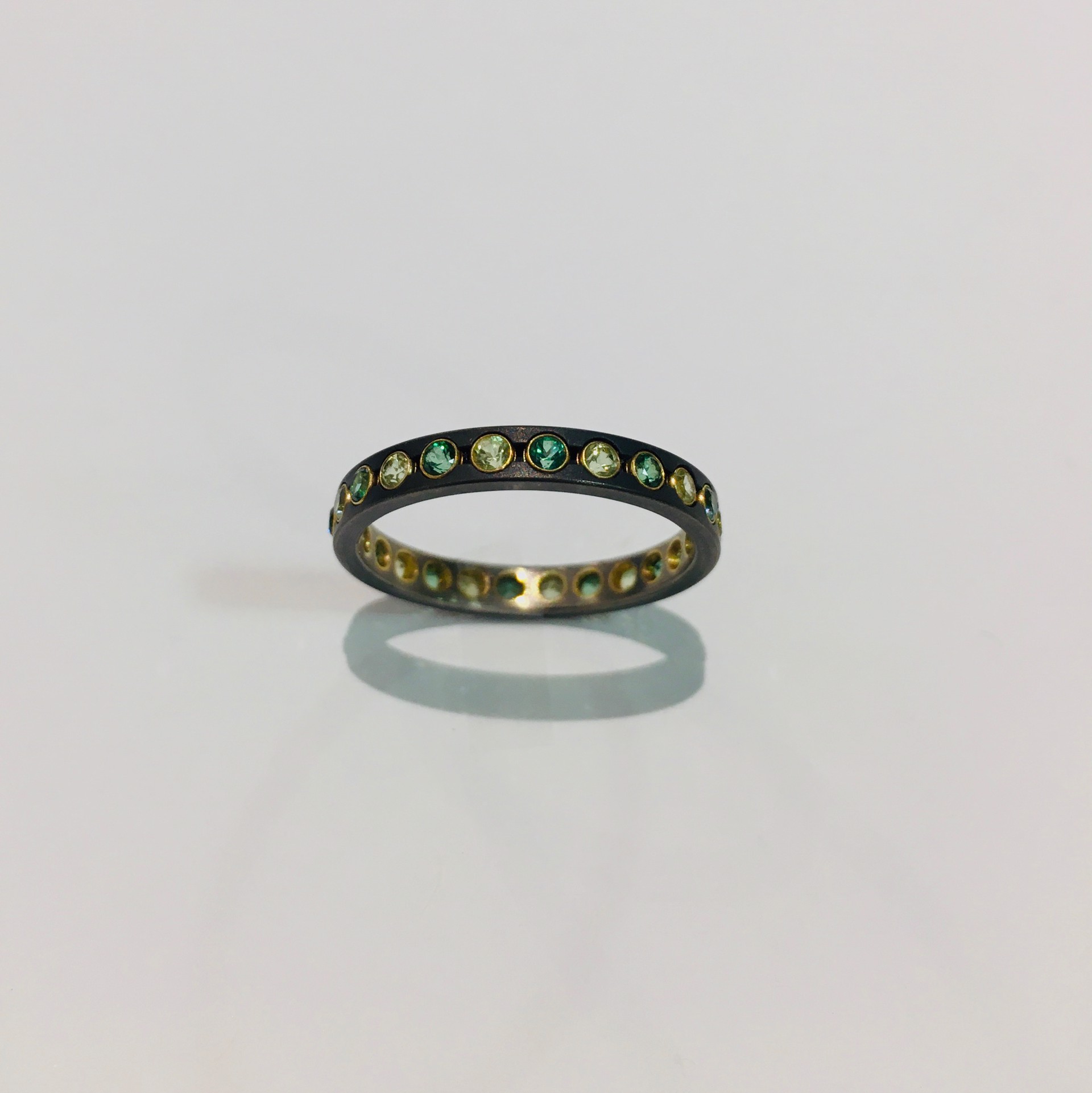 Titanium Ring with Alpinite and Peridot by WES & GOLD