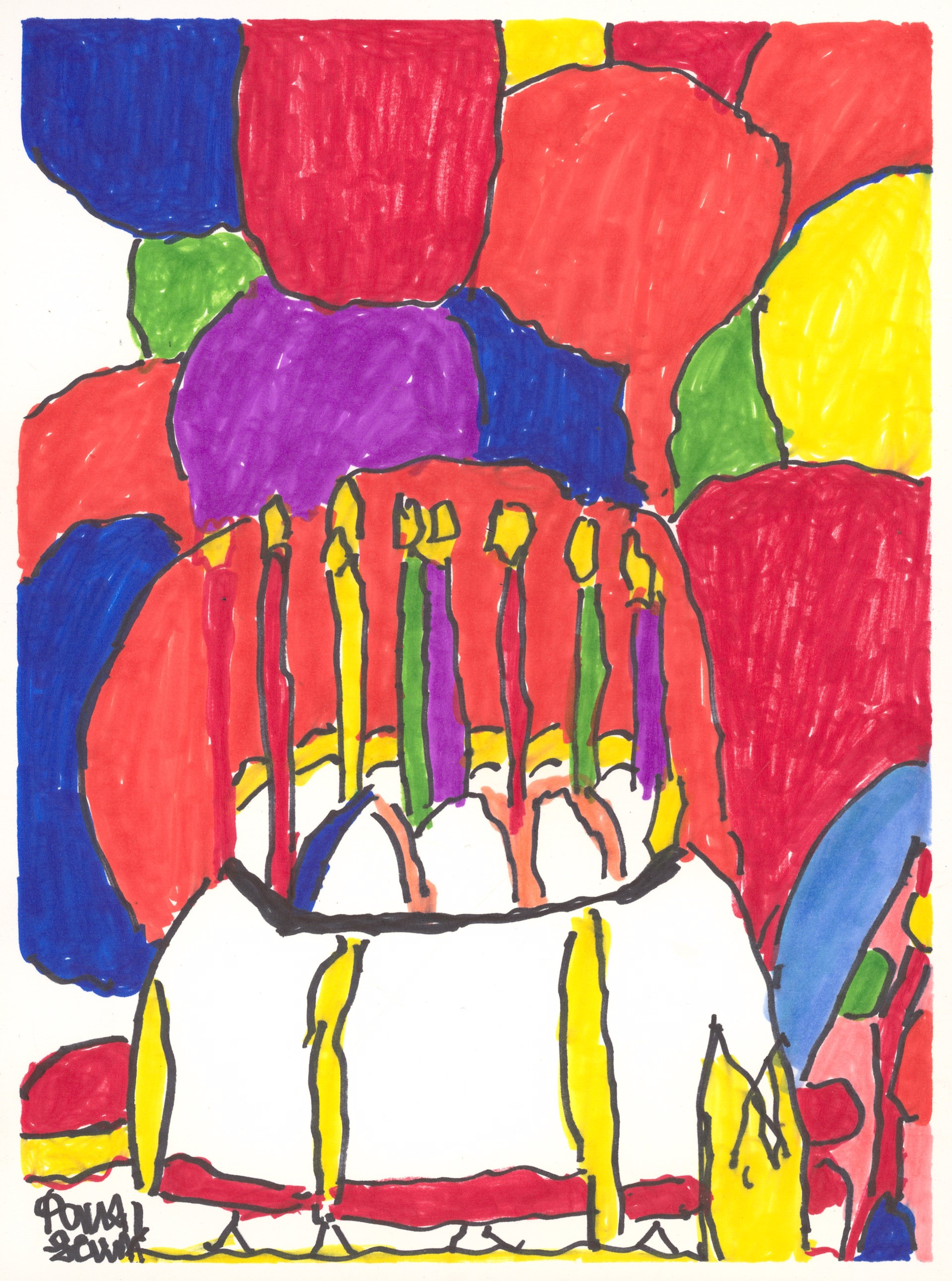 Birthday Cake and Balloons (FRAMED) by Paul Lewis