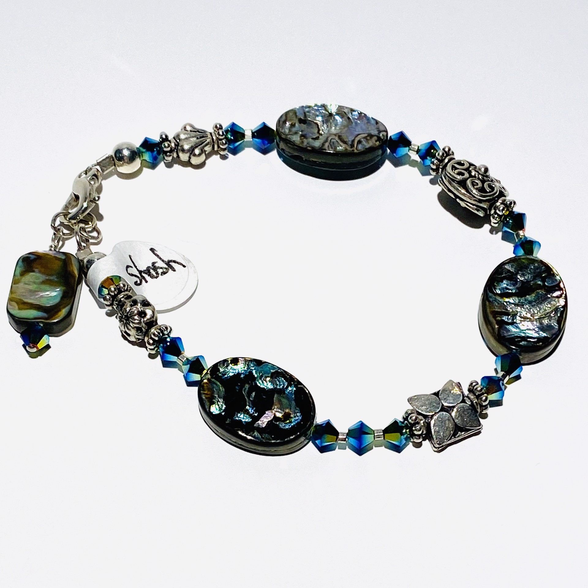 Abalone And Bali Silver Bracelet by Shoshannah Weinisch