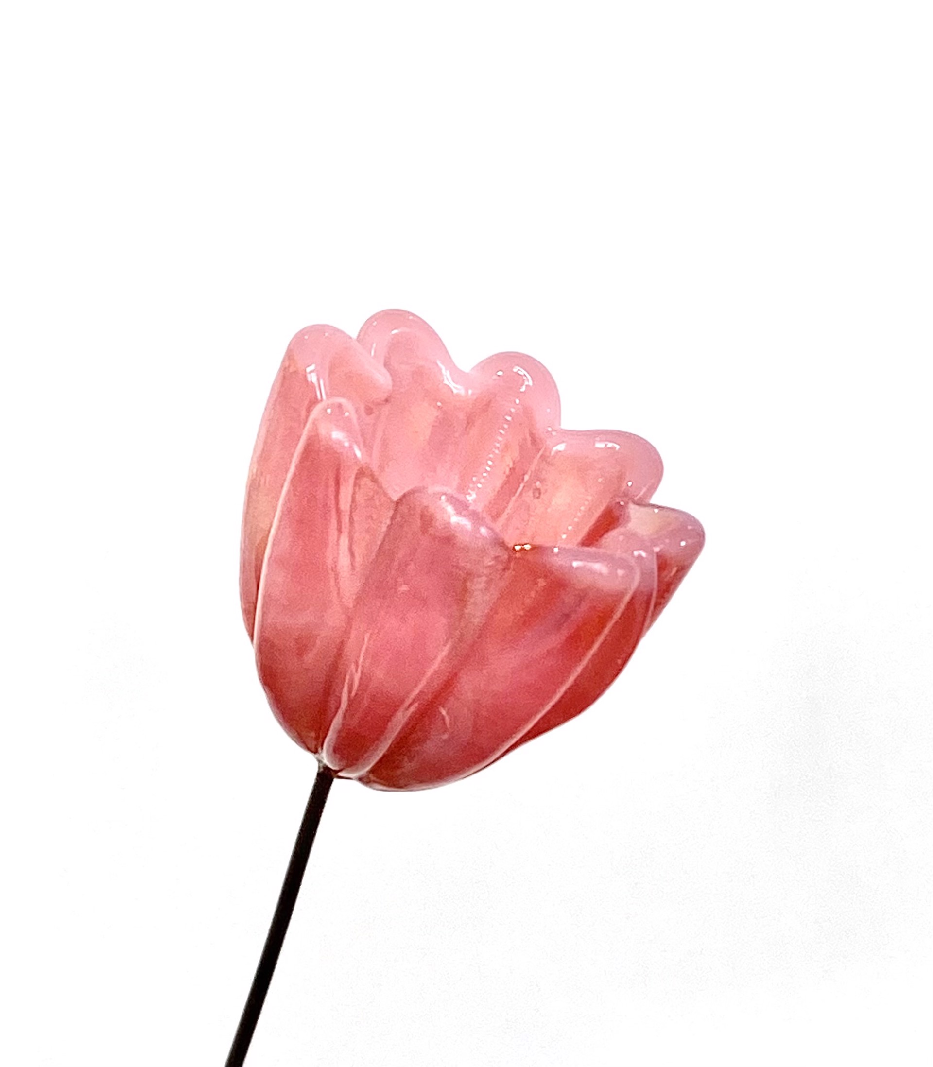 Glass Marbled Pink Bud Flower by Emelie Hebert