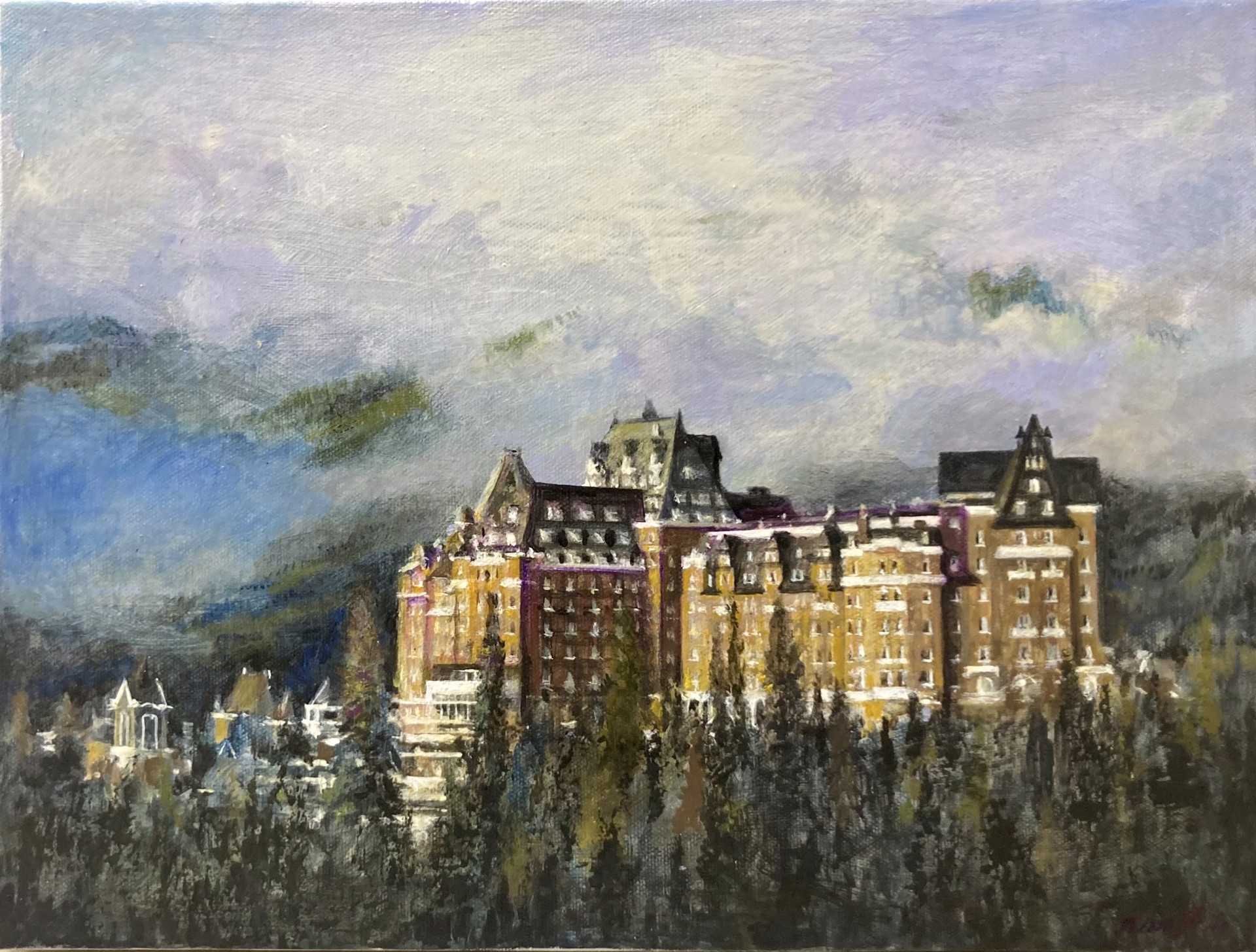 Cloudy Day at the Banff Springs by Rino Friio