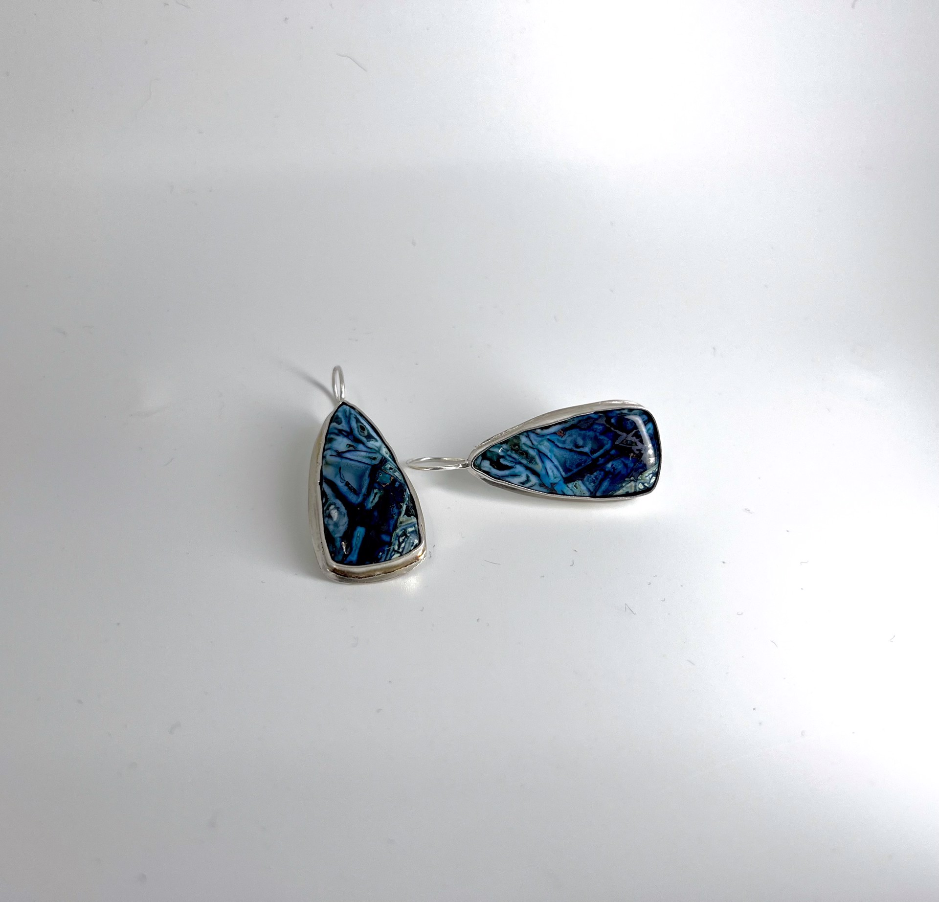 3749 Blue Opal with Native Copper Earring by Suzanne Brown