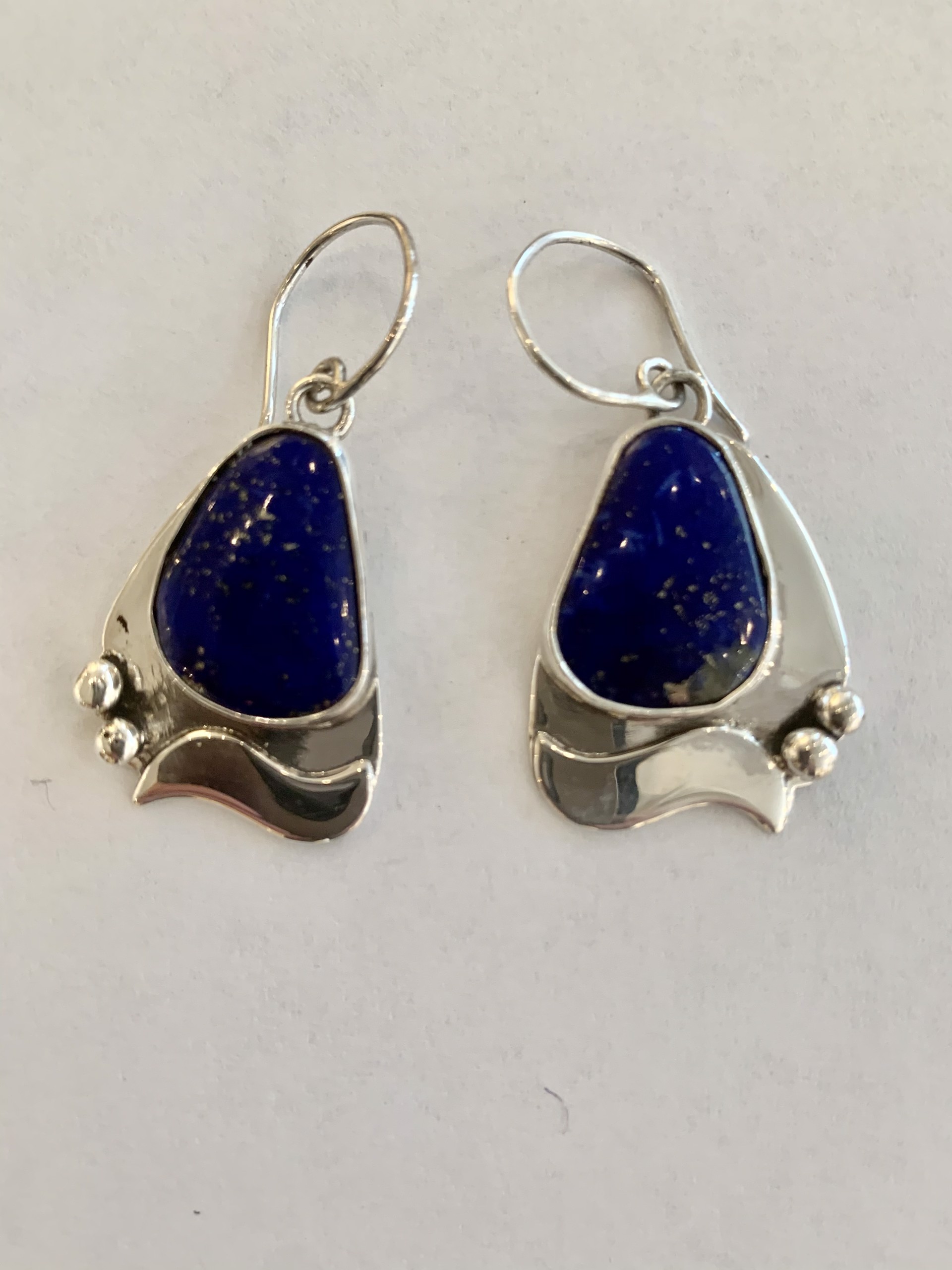 Sterling Lapis Wire earring by Anne Forbes