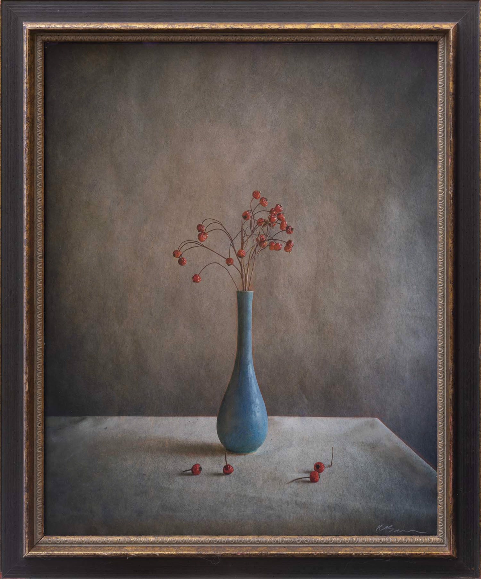 Blue Vase with Red Berries by Kate Breakey