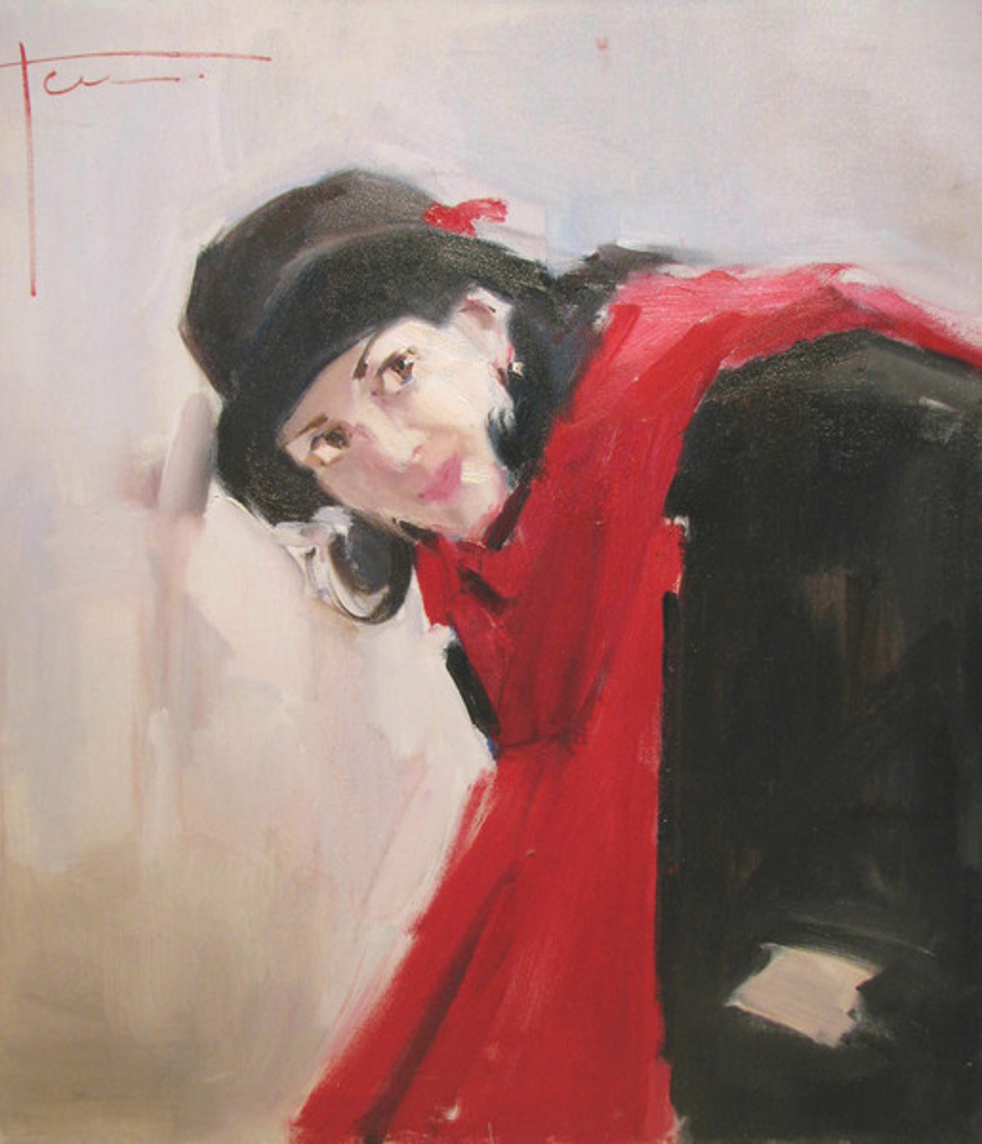 Girl with Red Scarf by Yana Golubyatnikova