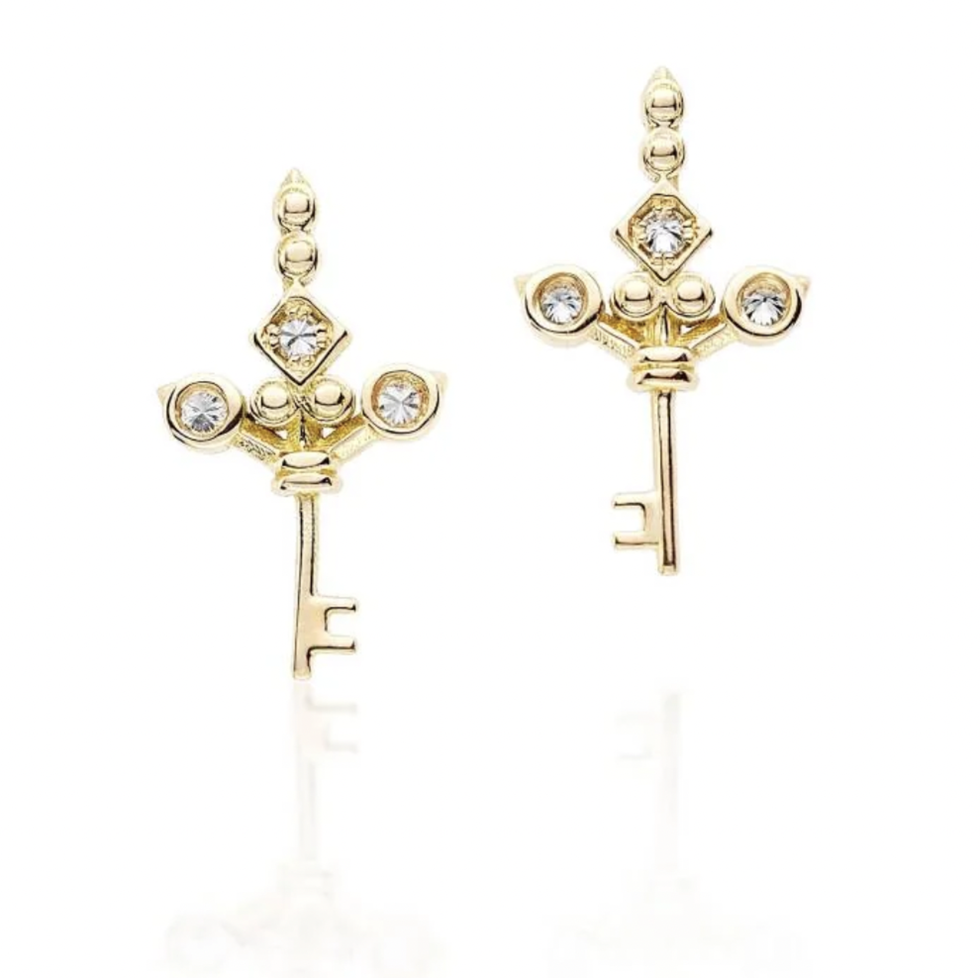 Impeccable Words Yellow Gold Love Key Studs by Ana Katarina