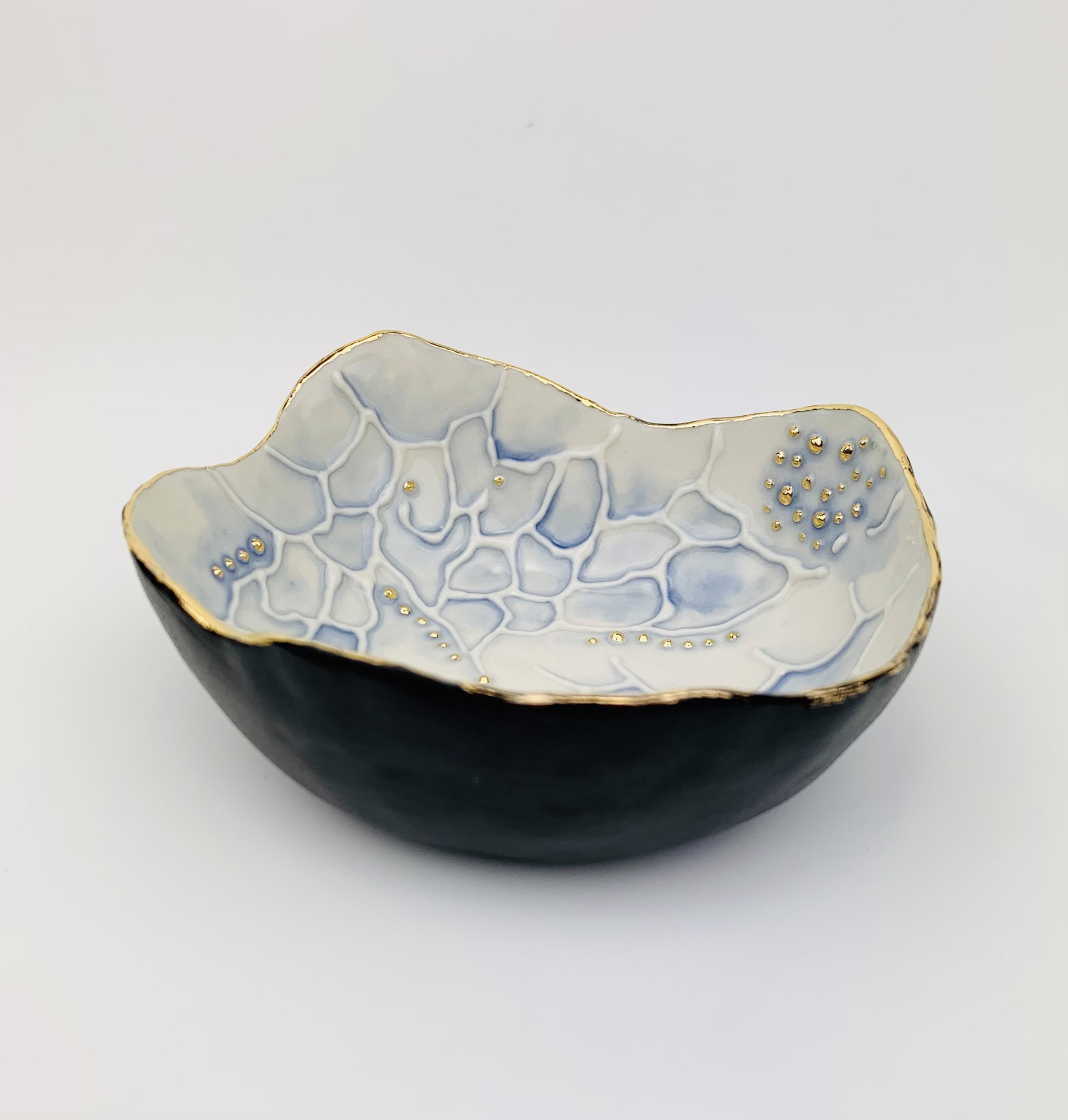 Small Black & Blue Bowl by Maria Bruckman