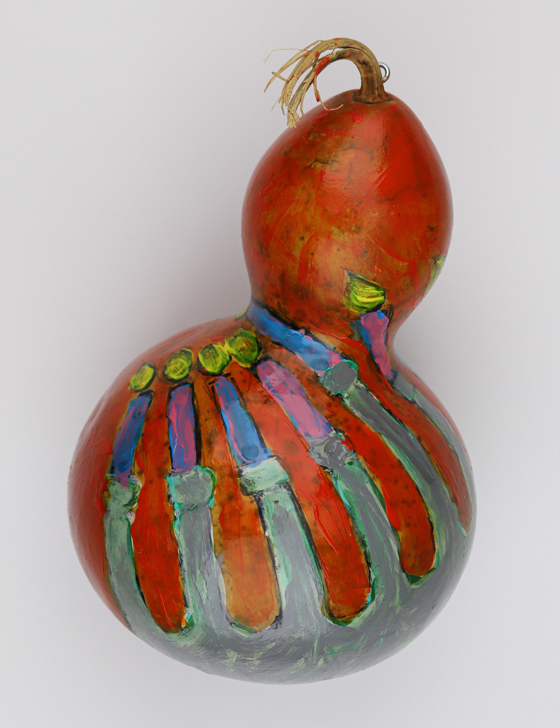 Holiday Candles Gourd (ornament) by Mara Clawson
