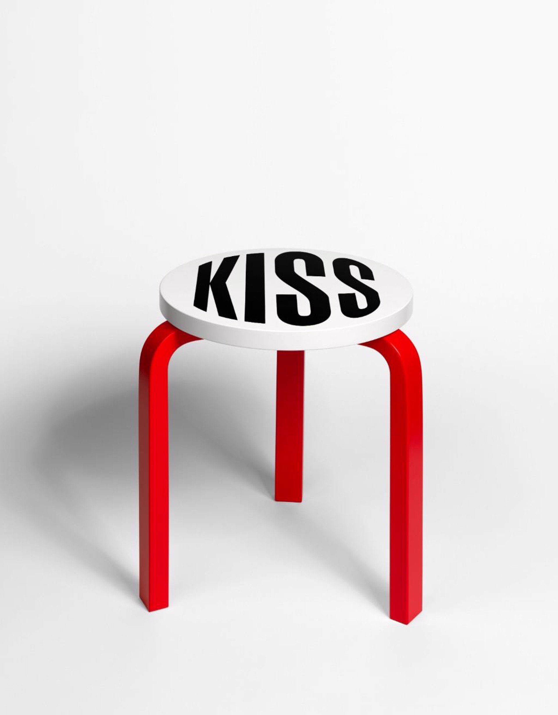 Untitled (Kiss) Stool by Barbara Kruger