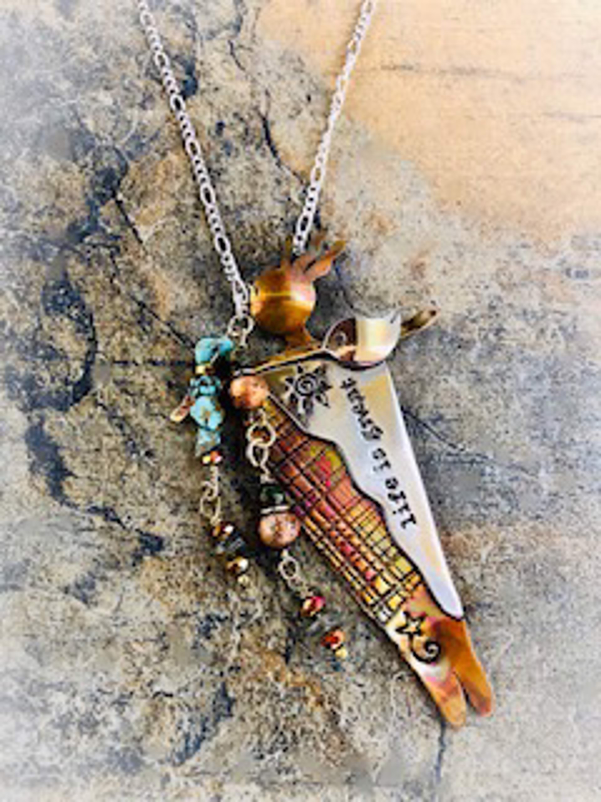 Necklace - Goddess Series  - "Believing Is Everything" - Amber & Agate - Chain 12"  #2002 by Vesta Abel