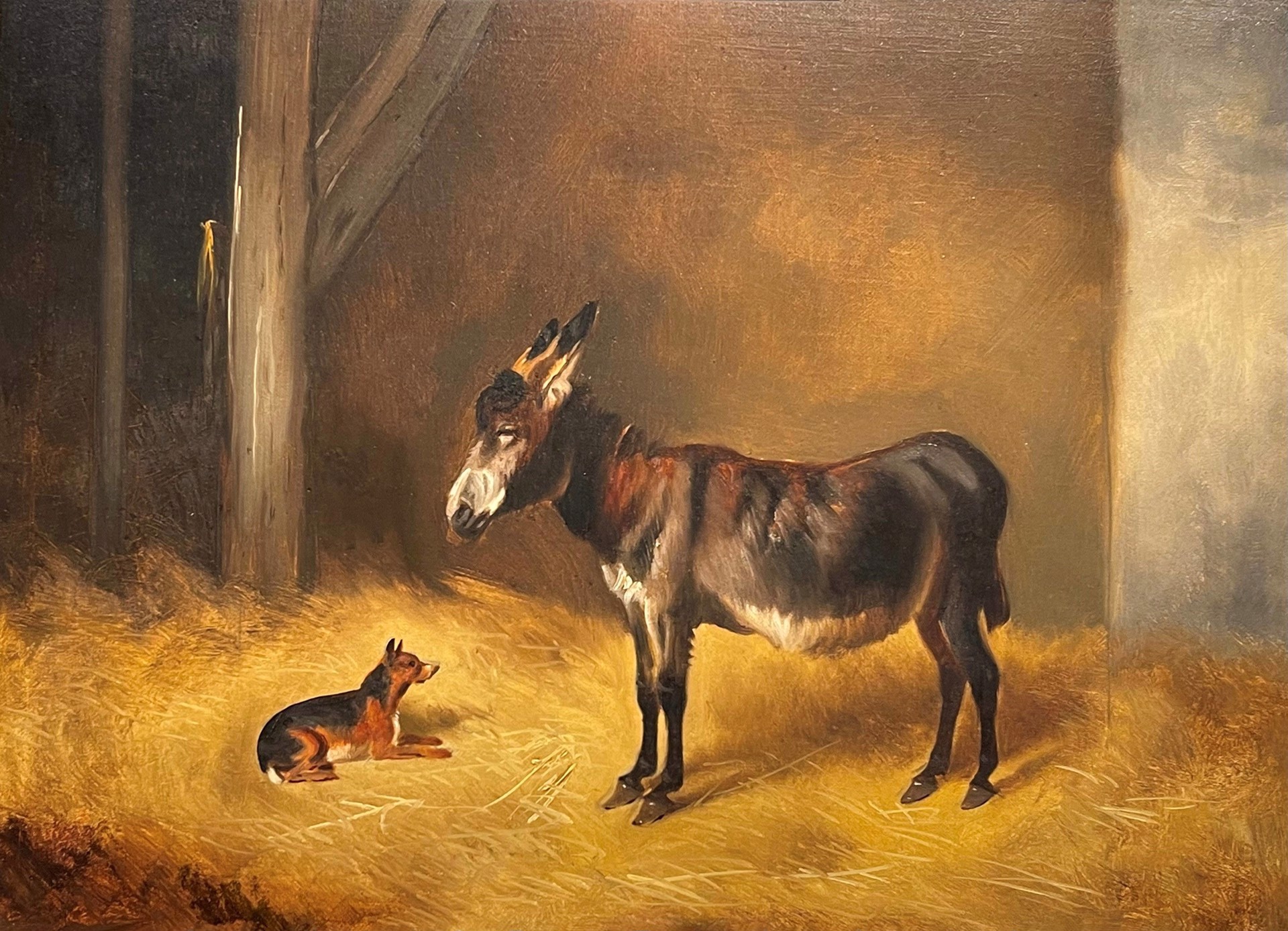Donkey and a Dog in a Stable by John Alfred Wheeler