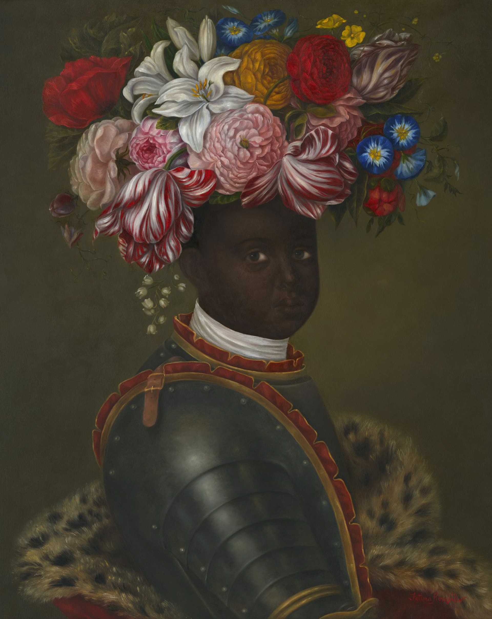 Armored Saint with Crown of Flowers by Fatima Ronquillo