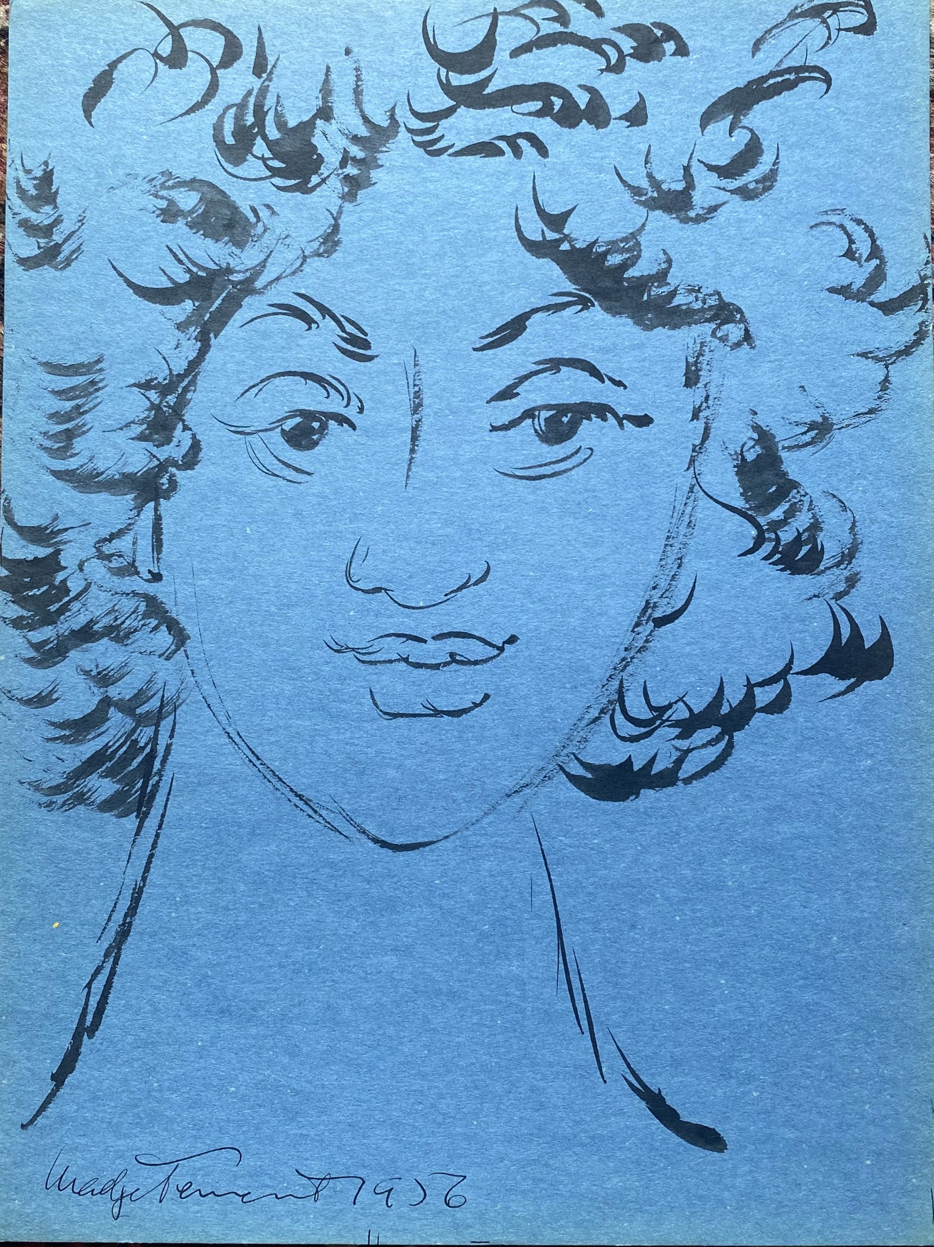 Portrait on Blue by Madge Tennent