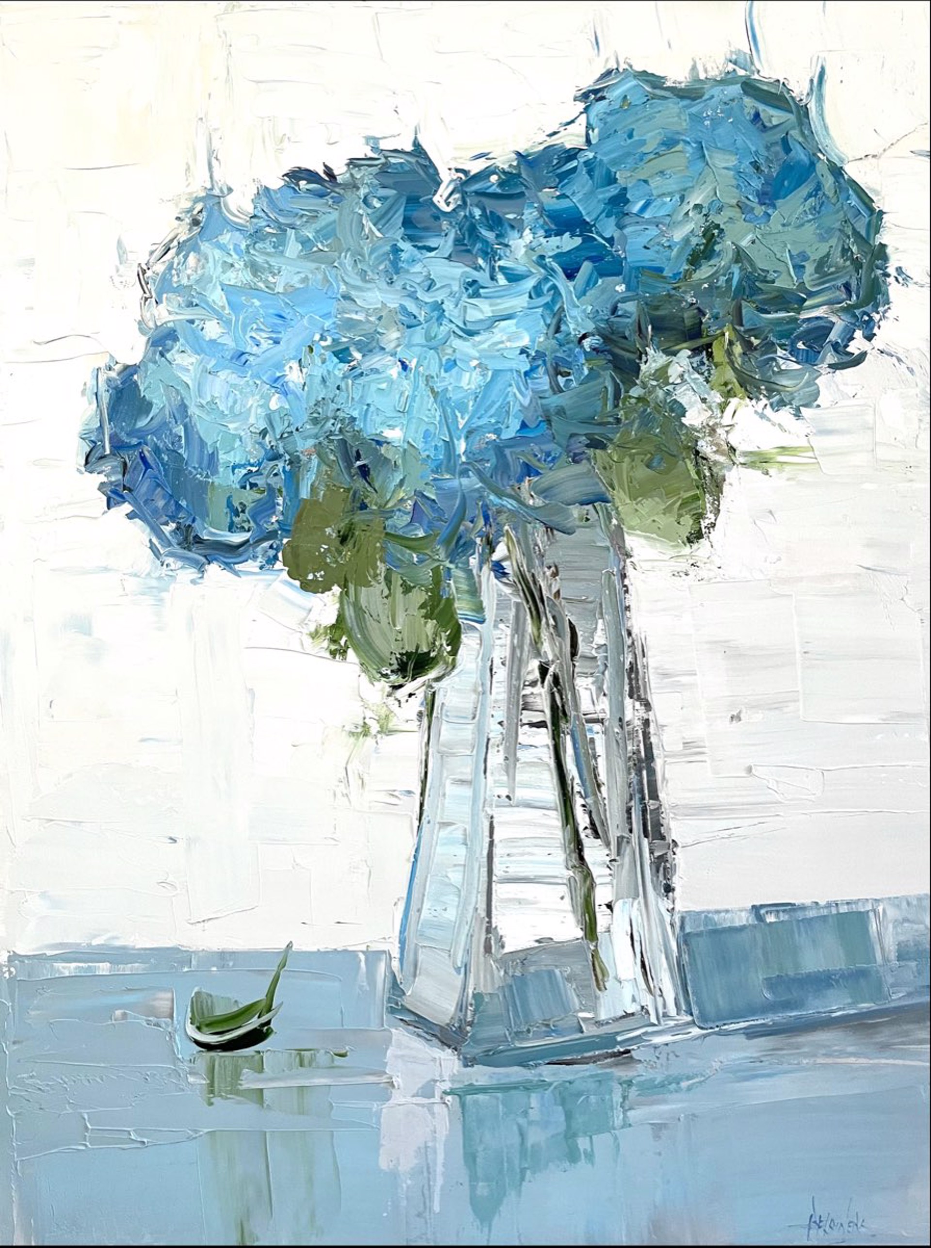 Blue Hydrangeas, Tall Vase by Barbara Flowers