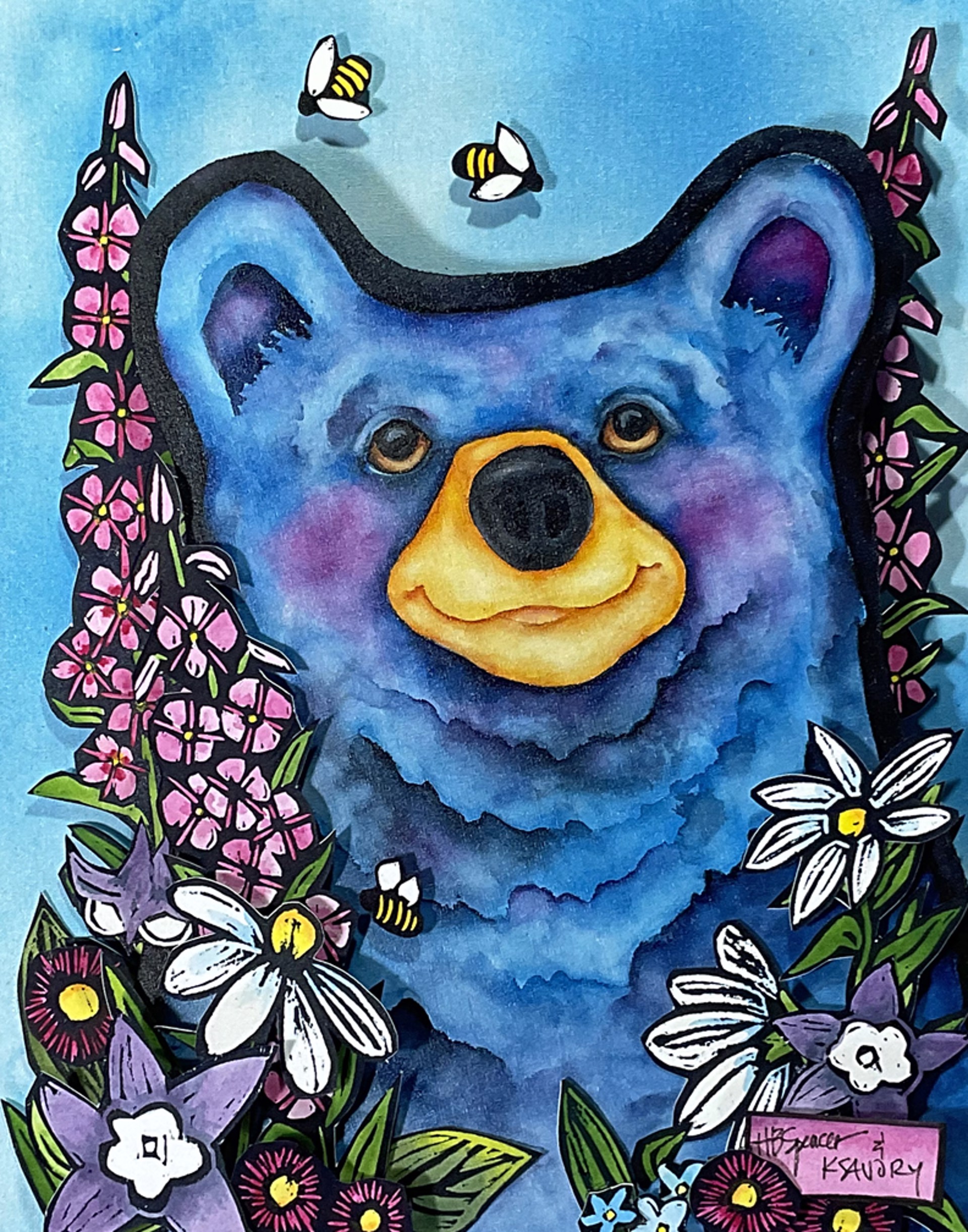 Bees, Bears, and Blooms (Collaboration Hannah B.Spencer and Karen Savory) by Karen Savory