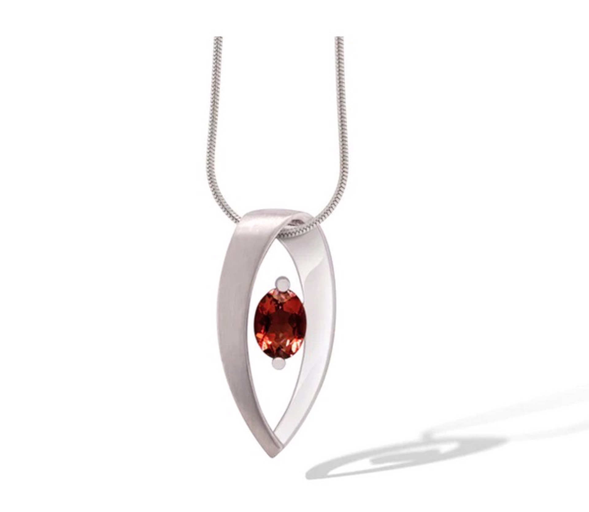 Pendant - Mozambique Garnet With Polished Sterling Silver Droplet P7320G by Joryel Vera