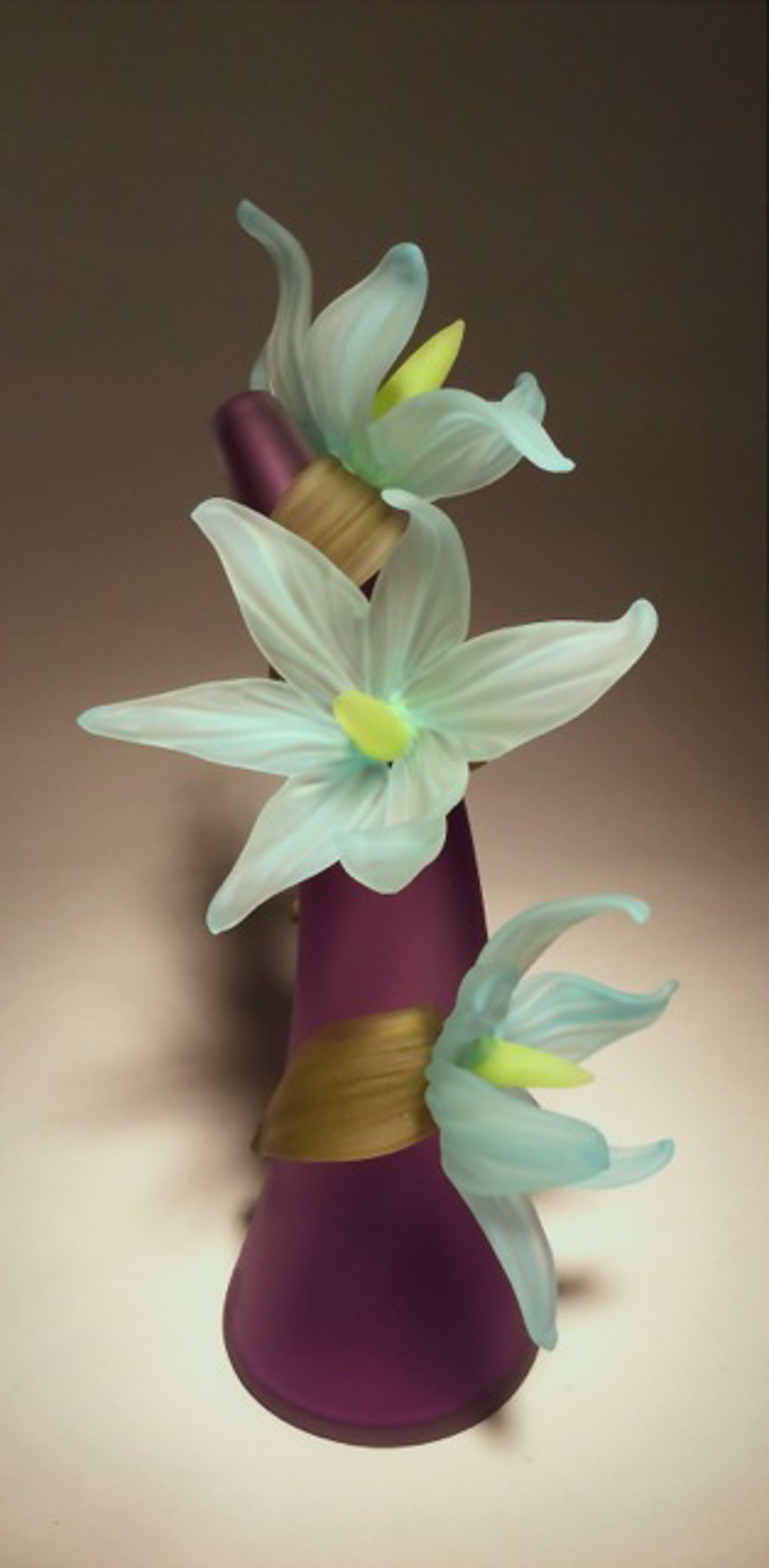 Sprig Vase - Purple with Soft Blue Flowers by Susan Rankin