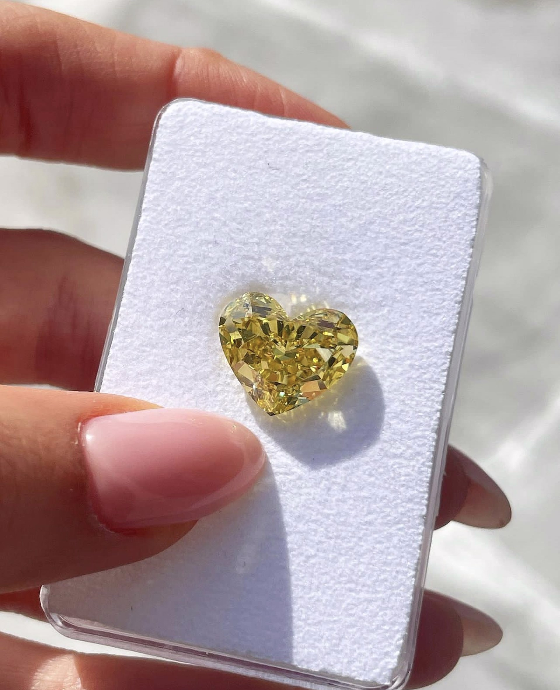 5ct Heart Shaped Fancy Intense Yellow Diamond, Natural GIA