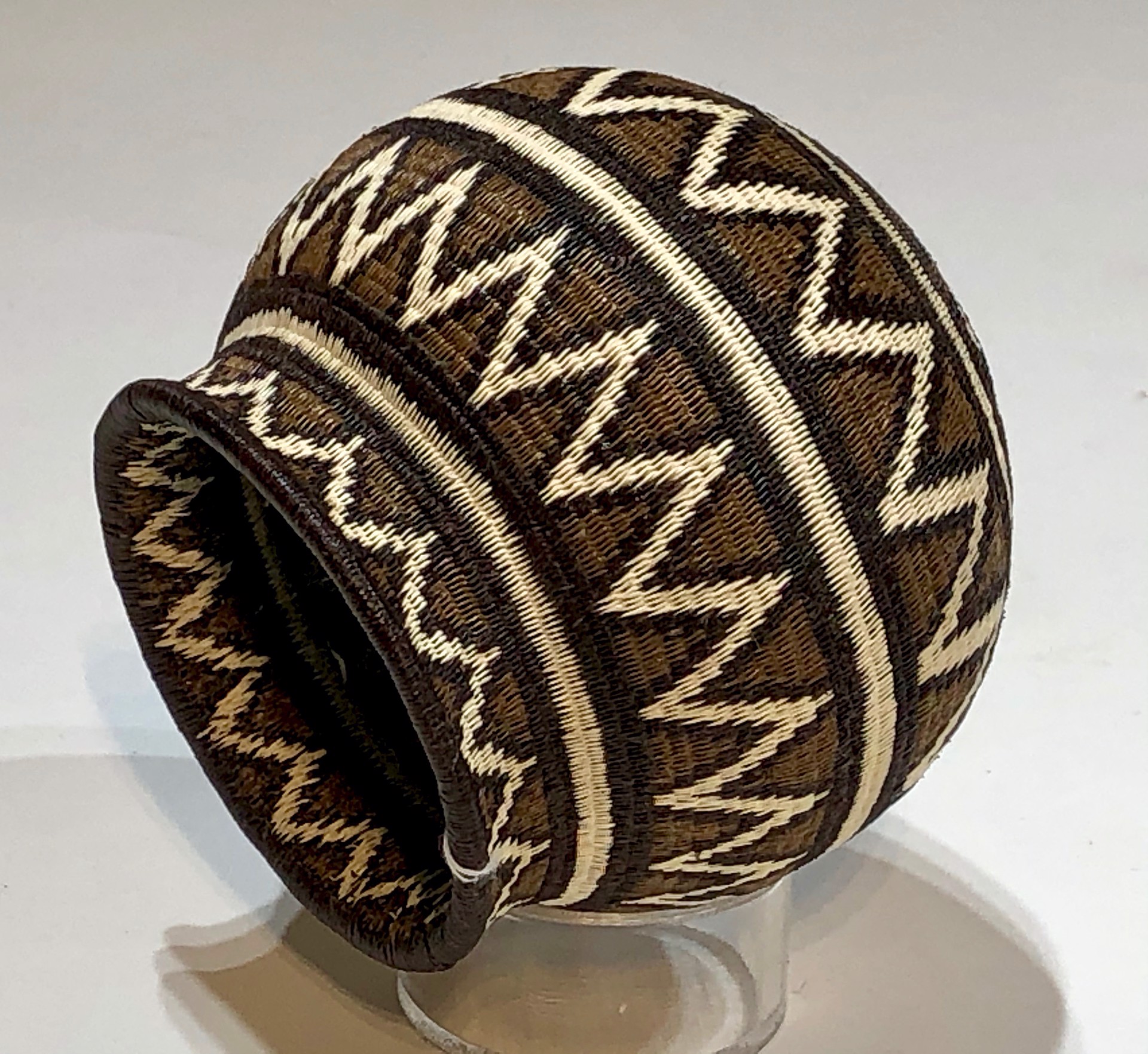 Brown, Black and White Geometric Basket (9633) by Wounaan & Embera Panama Rainforest Baskets Wounaan