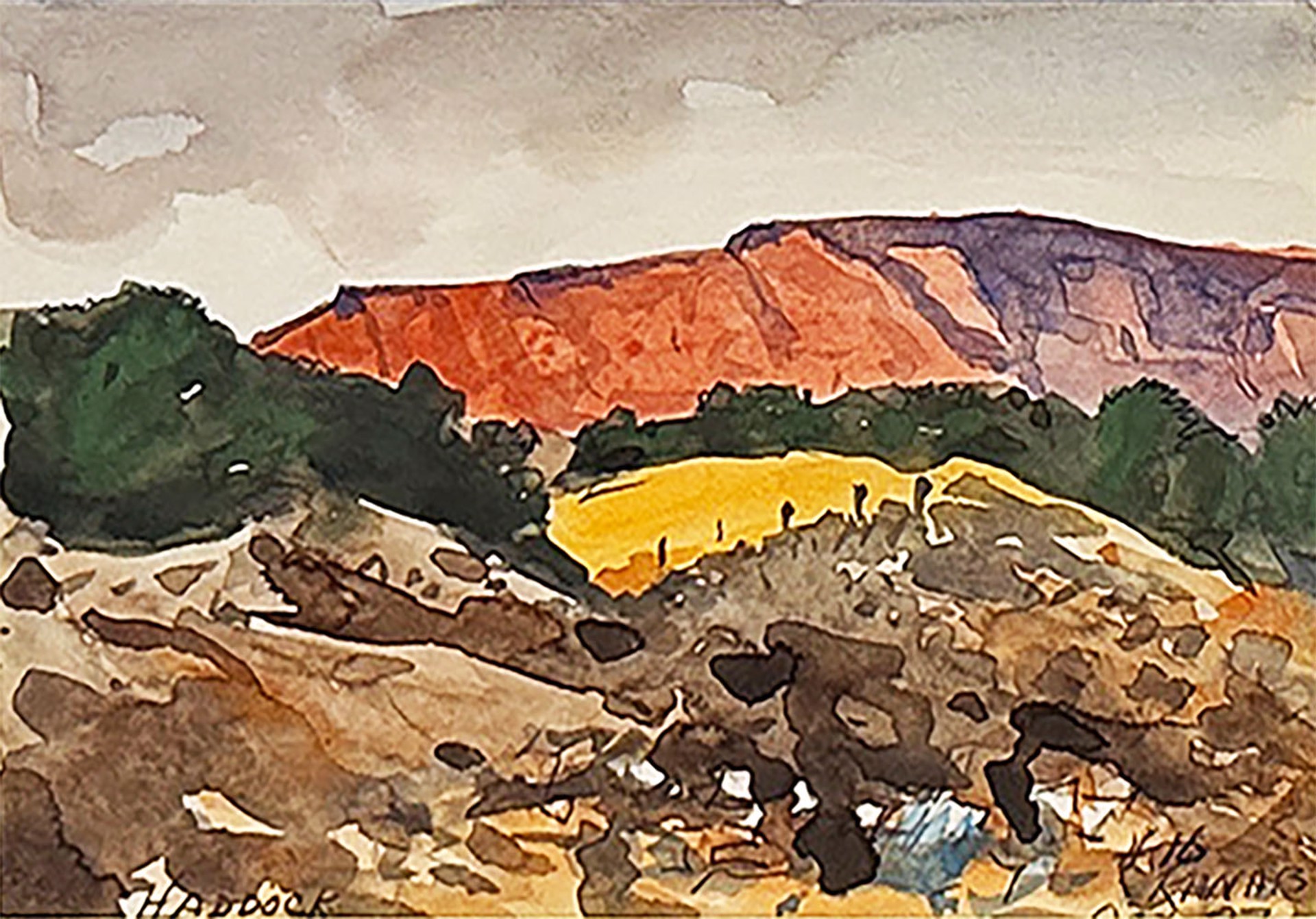 Orange Lit Hill by Arthur Haddock