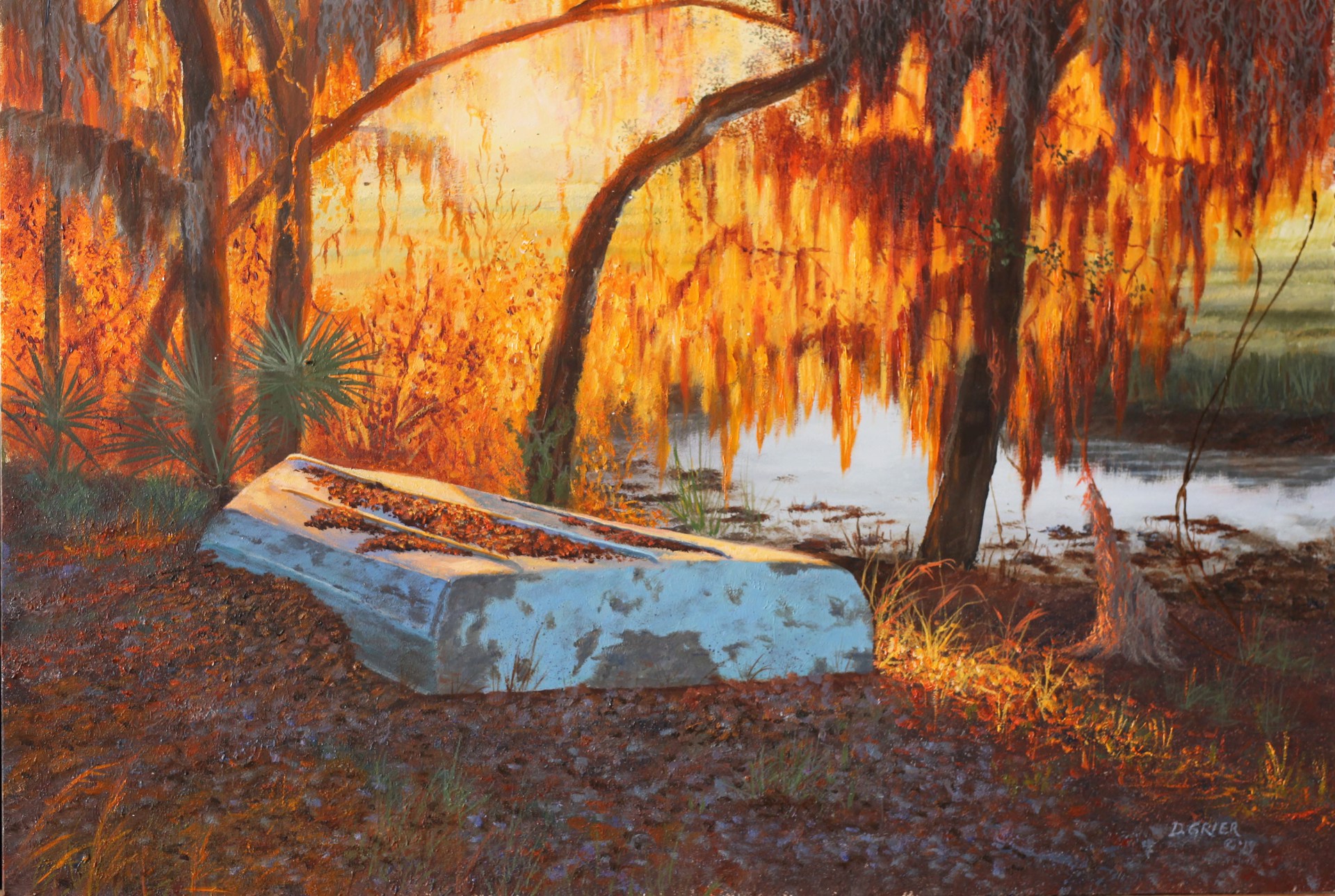Sunset and Blue Boat III by Douglas Grier