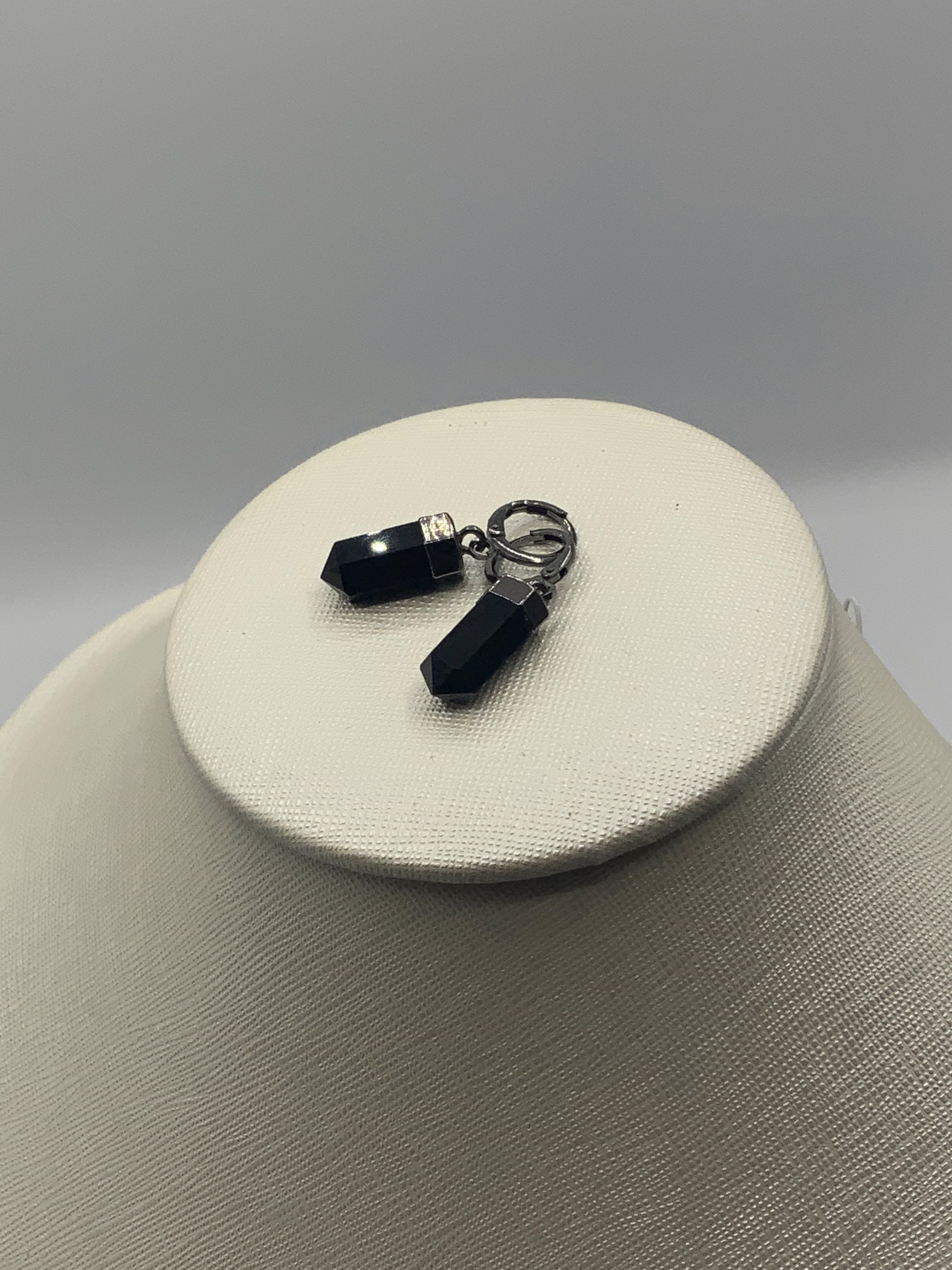 Single Point Drop on small hoop-Obsidian by M&Co.