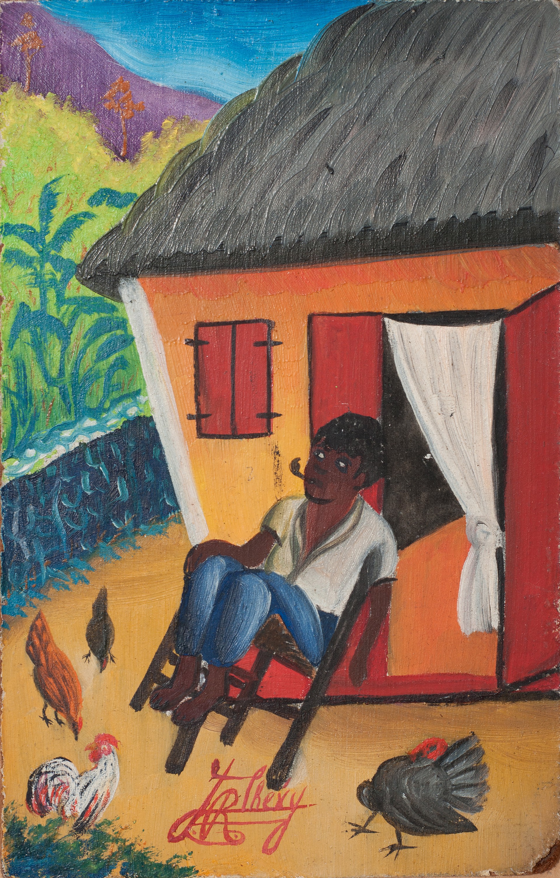 Sitting in the chair #28-1-93GSN by Jacques Richard Chery (Haitian, 1929-1980)