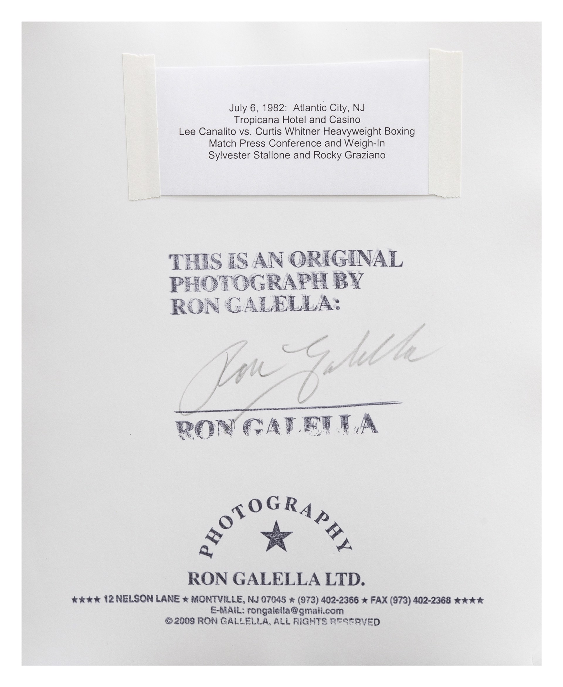 Sylvester Stallone and Rocky Graziano by Ron Galella