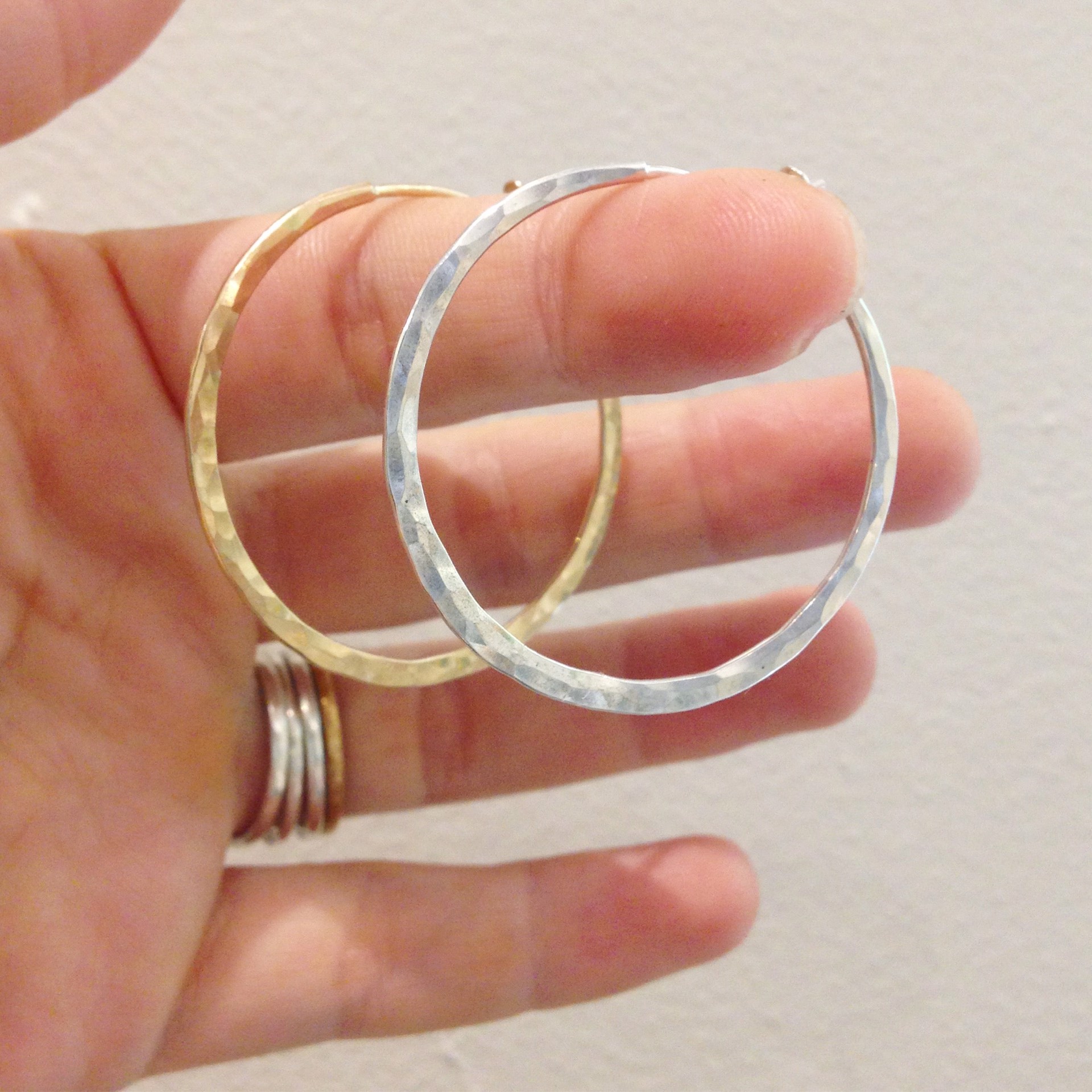 Hammered Hoops - Big / Silver by Clementine & Co. Jewelry