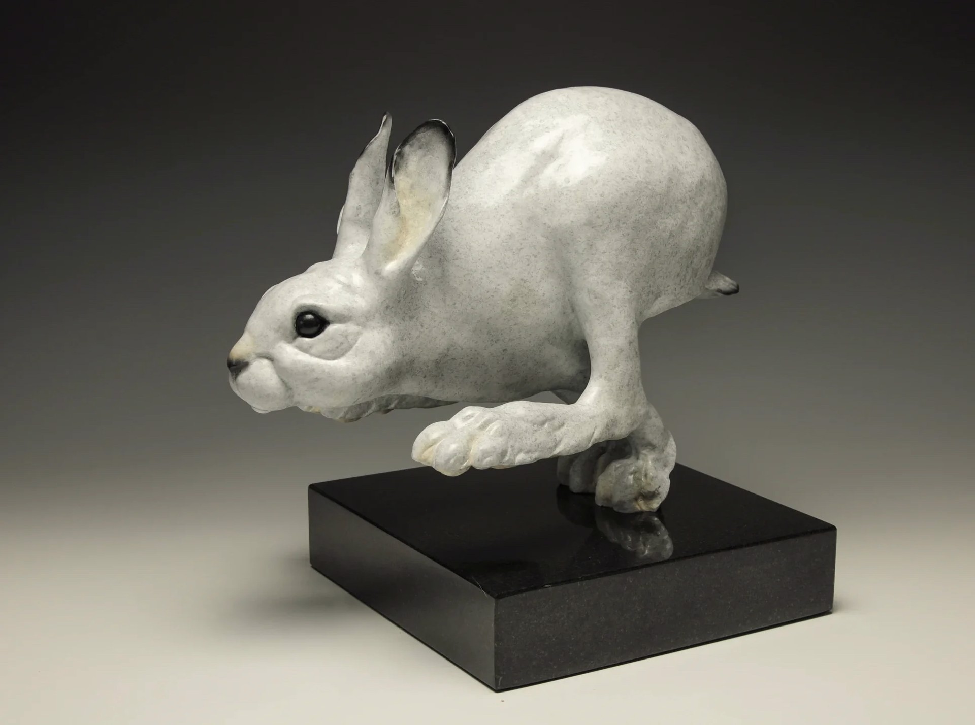 A Fine Art Sculpture In Bronze By Jeremy Bradshaw Featuring A Hare Running, Available At Gallery Wild