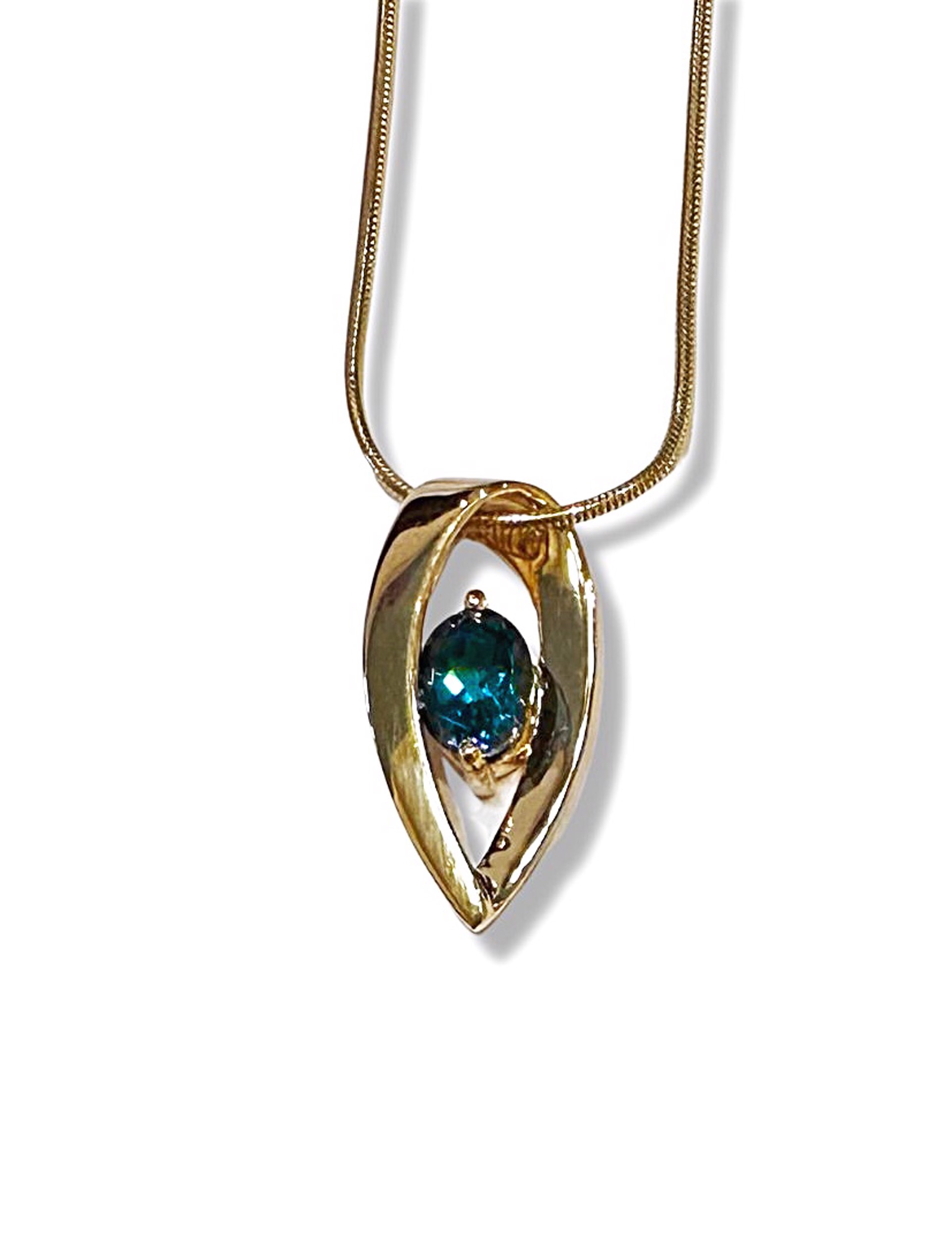 Pendant - London Blue Topaz With Gold Plated Droplet P7320 by Joryel Vera
