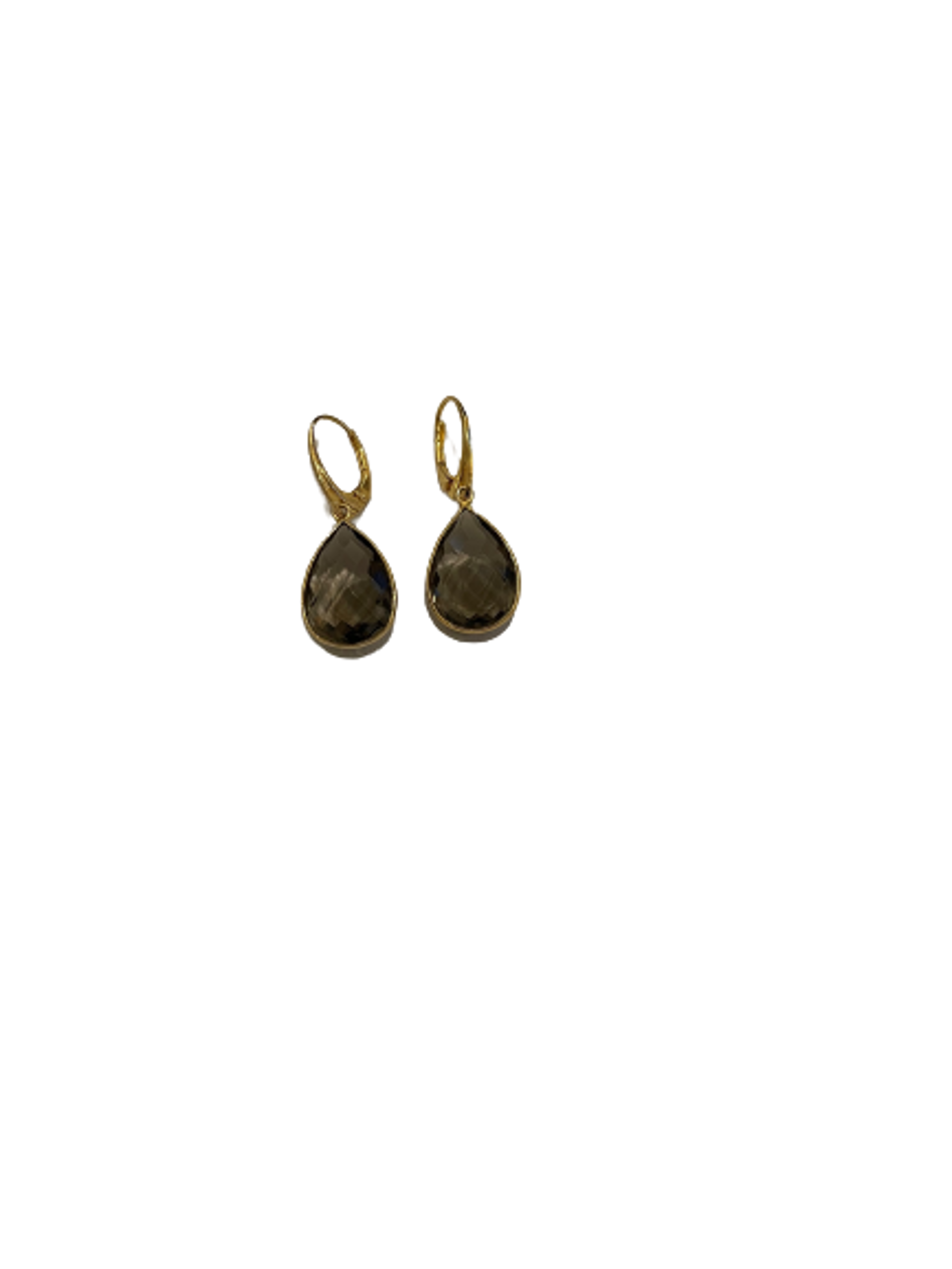 Gold Vermeil and Smokey Quartz Teardrop Earrings with Lever Backs by Karen Birchmier