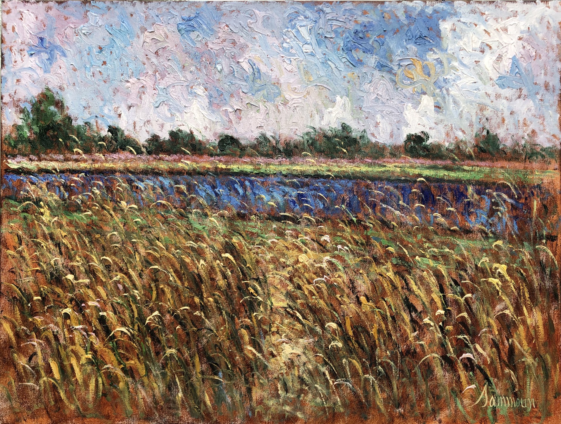 Champ de blé et le lac bleu by Samir Sammoun