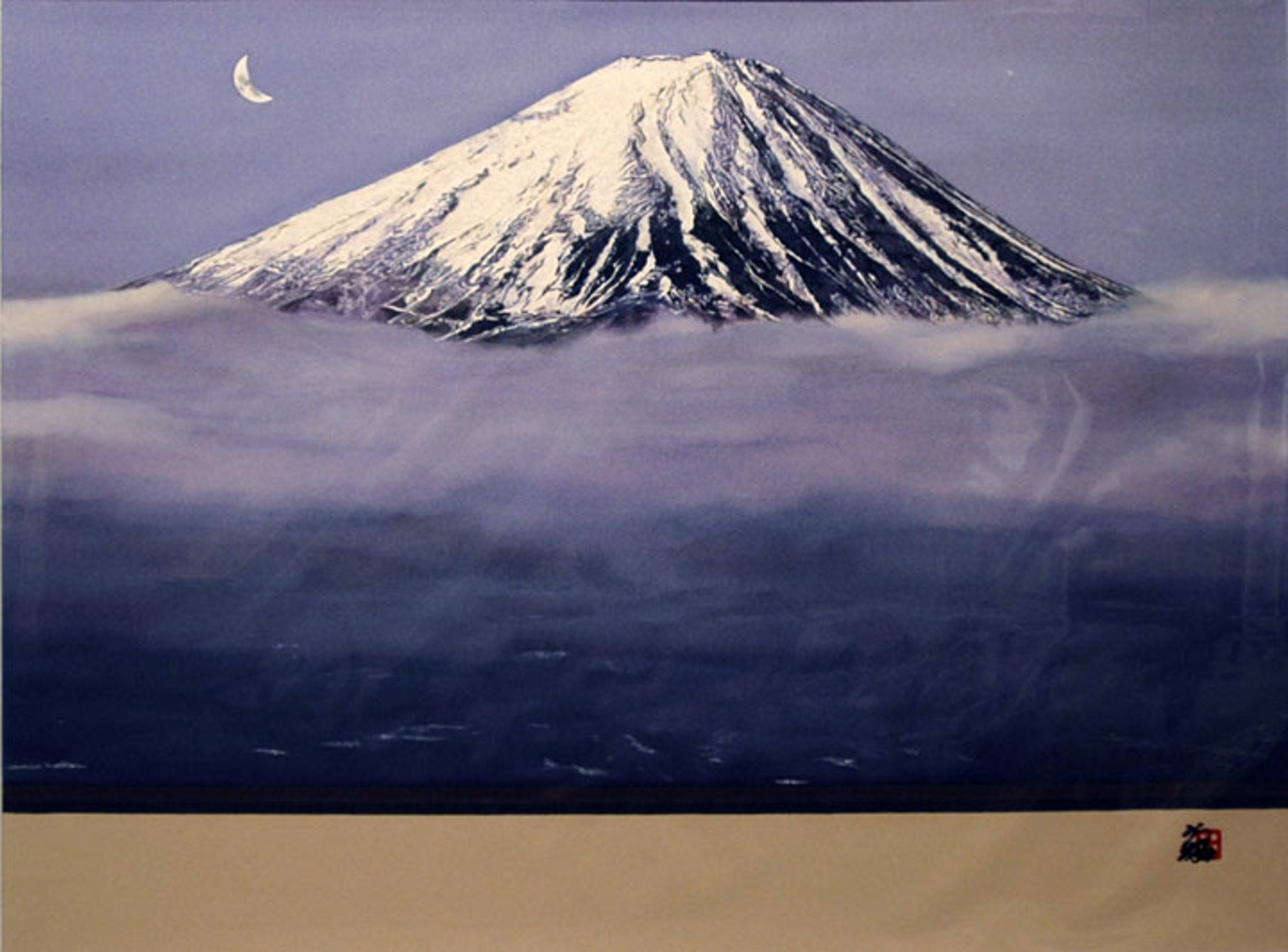 Crescent Moon Over Mt. Fuji by Hisashi Otsuka