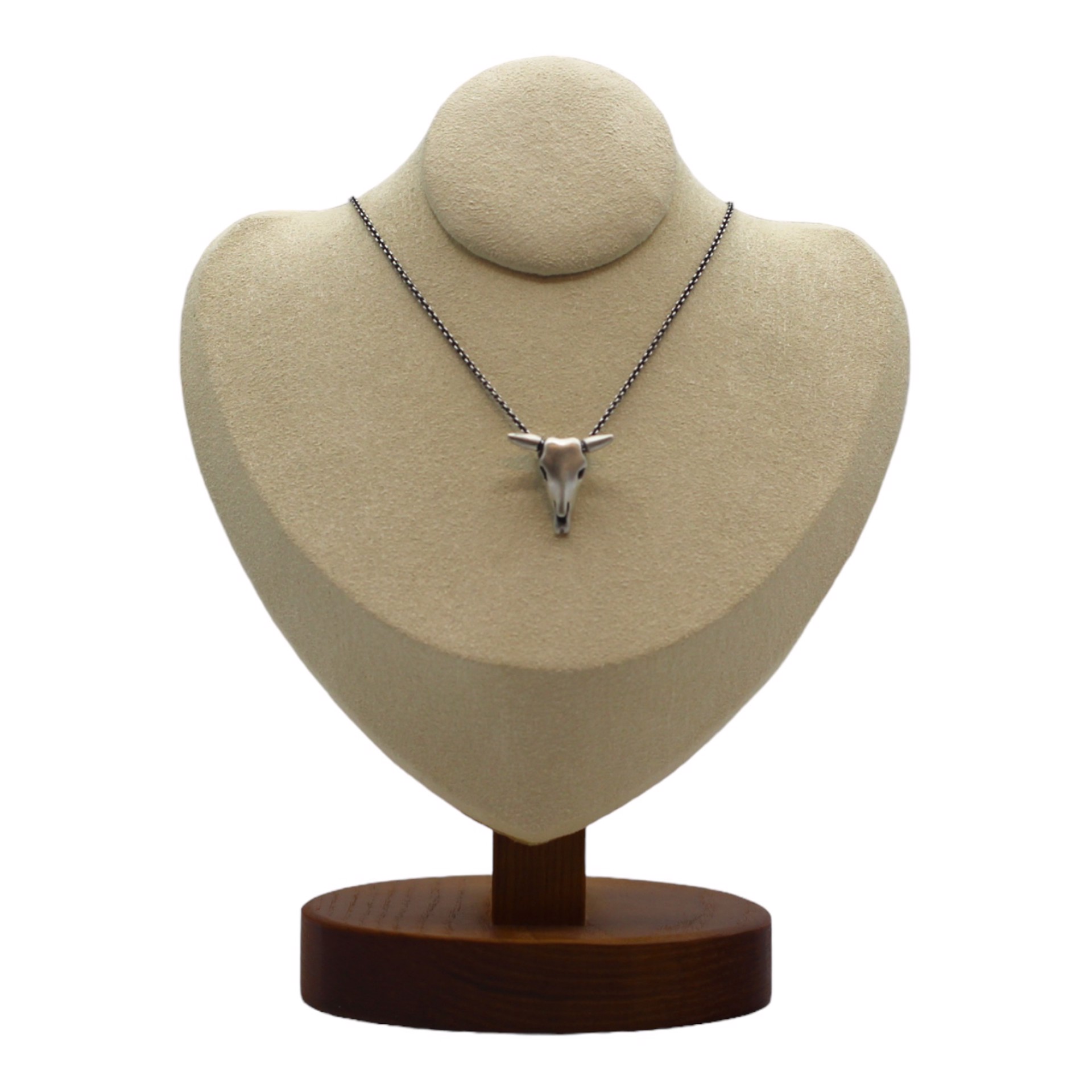 Petite Cow Skull Necklace - Brush Finish Silver by Louisa Berky