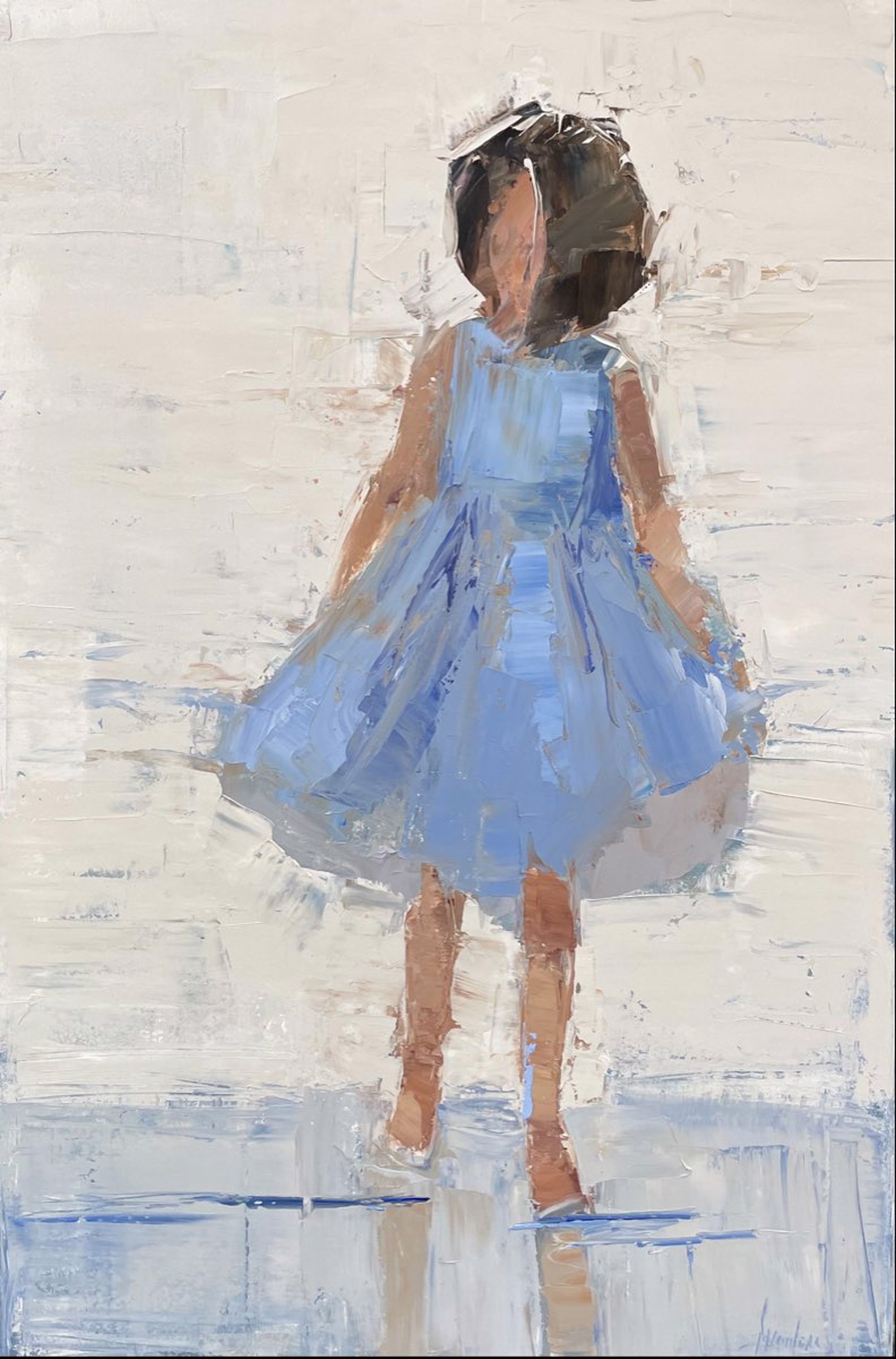 Girl With Blue Dress by Barbara Flowers
