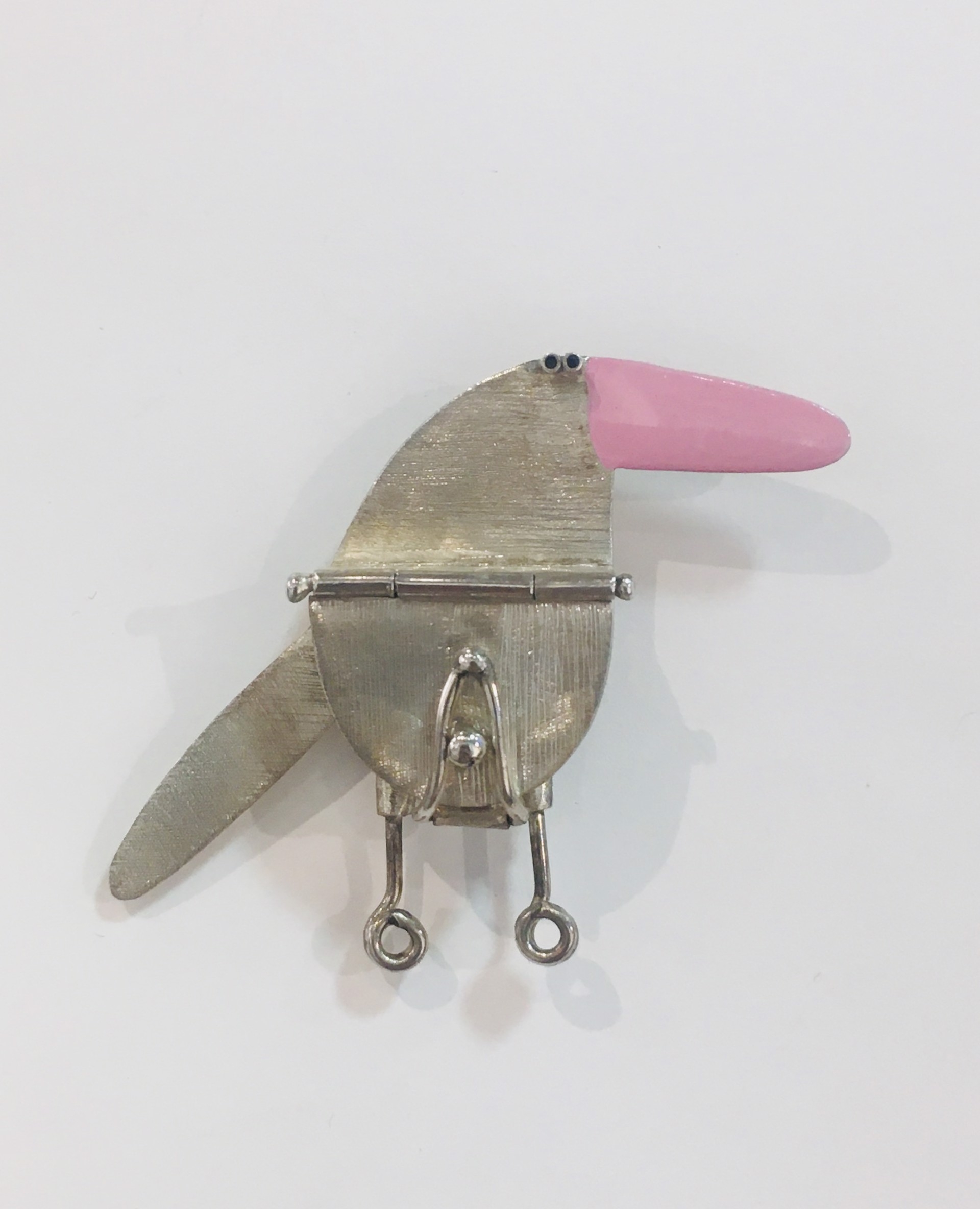 Bird Pin with Pink Beak by GABRIELLE GOULD