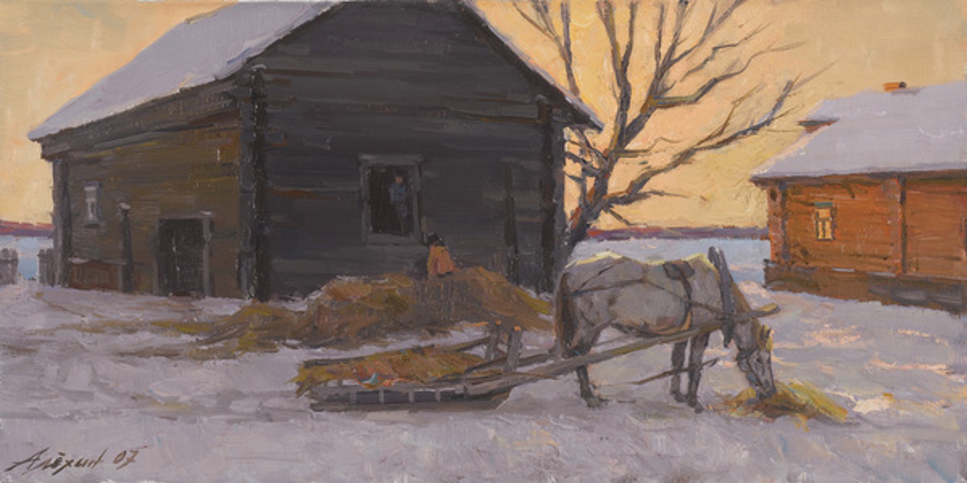 Old Barn, Evening by Andrey Alekhin