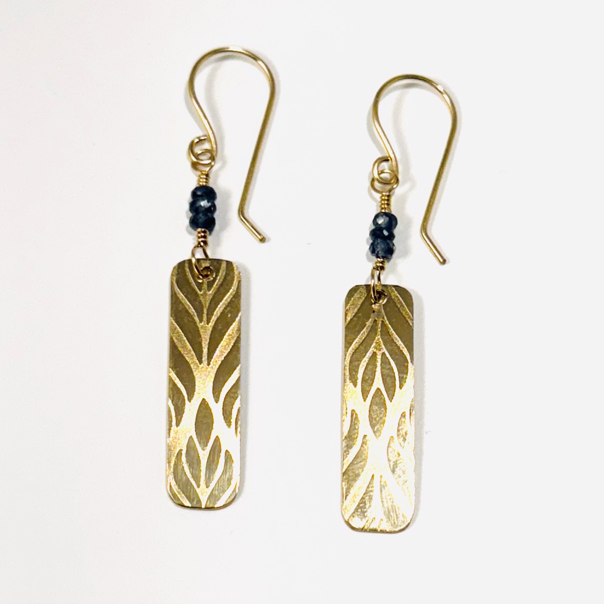 Sapphire Beads with 14Kgf Paddle Drop Earrings AB23-94 by Anne Bivens