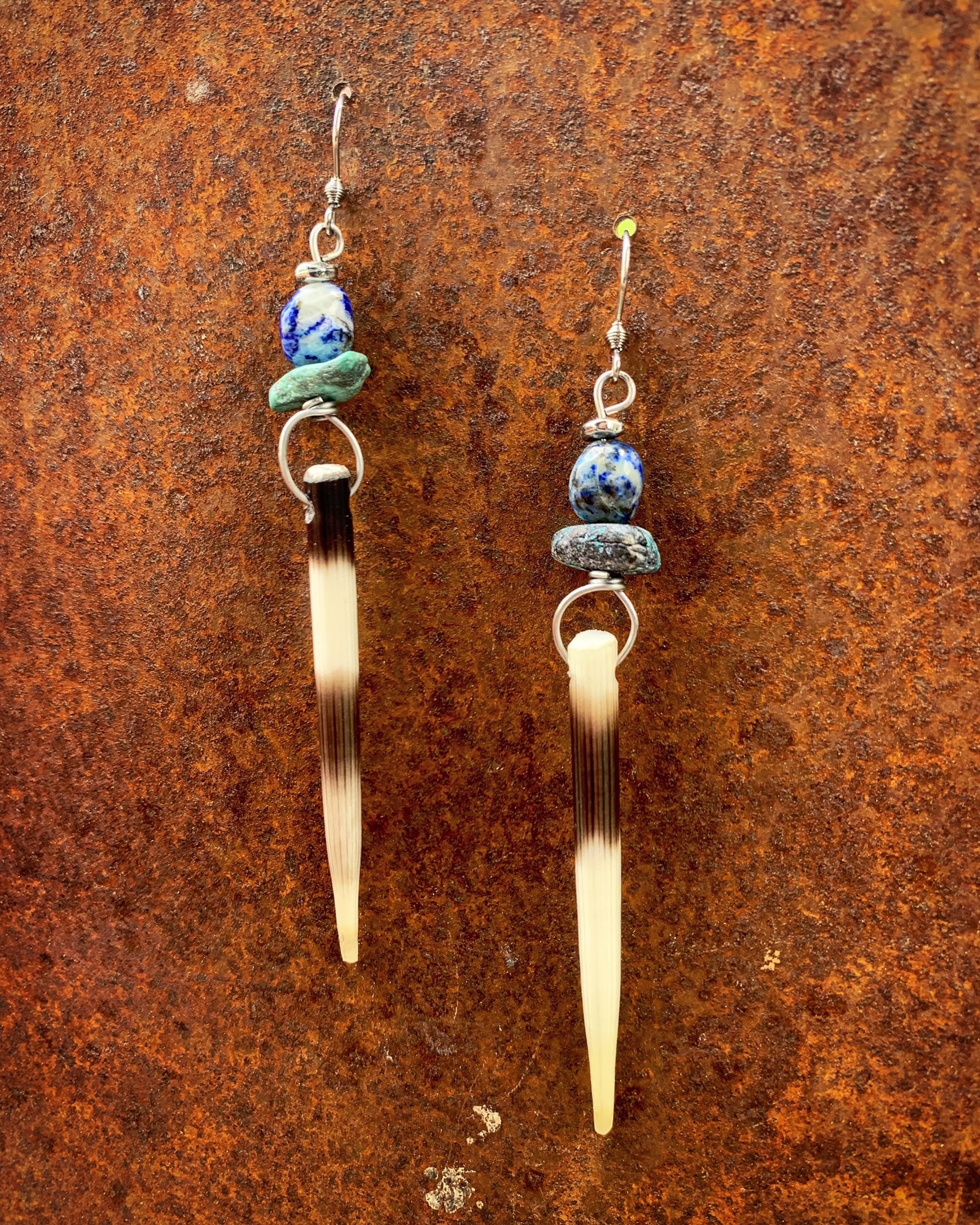 K831 African Porcupine Quills with Lapis and Turquoise by Kelly Ormsby